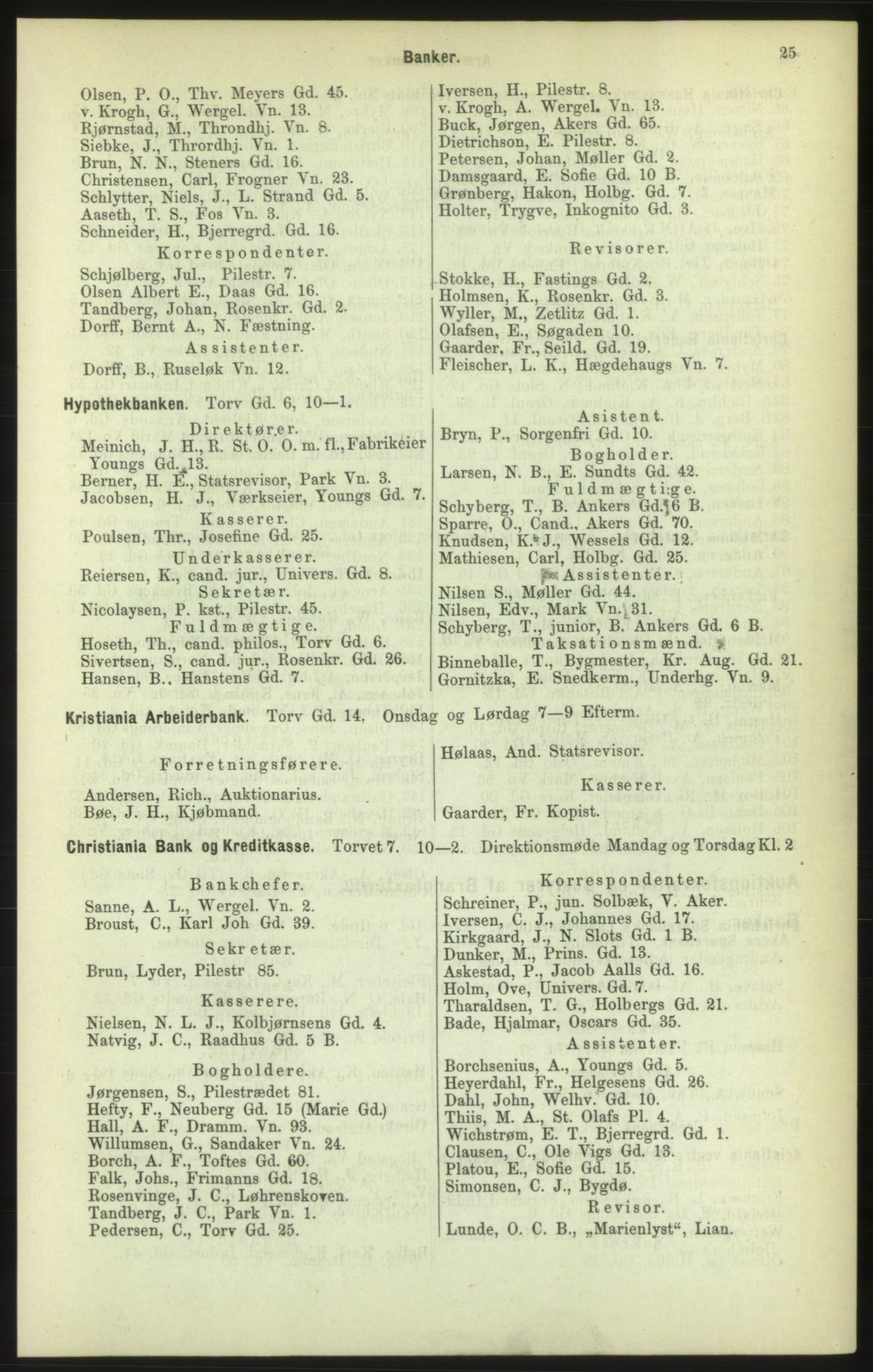 Kristiania/Oslo adressebok, PUBL/-, 1886, s. 25