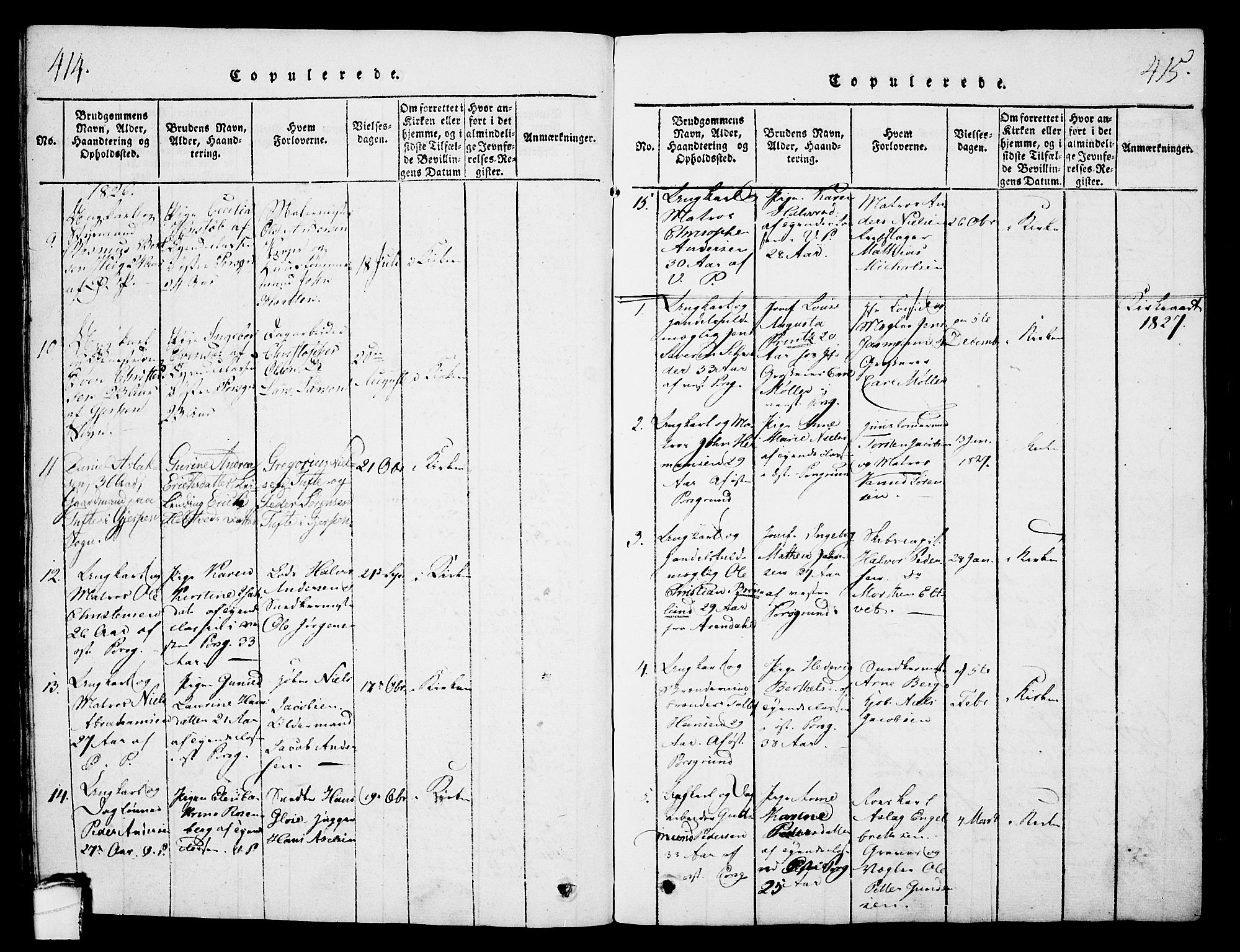 Porsgrunn kirkebøker , AV/SAKO-A-104/G/Gb/L0001: Klokkerbok nr. II 1, 1817-1828, s. 414-415