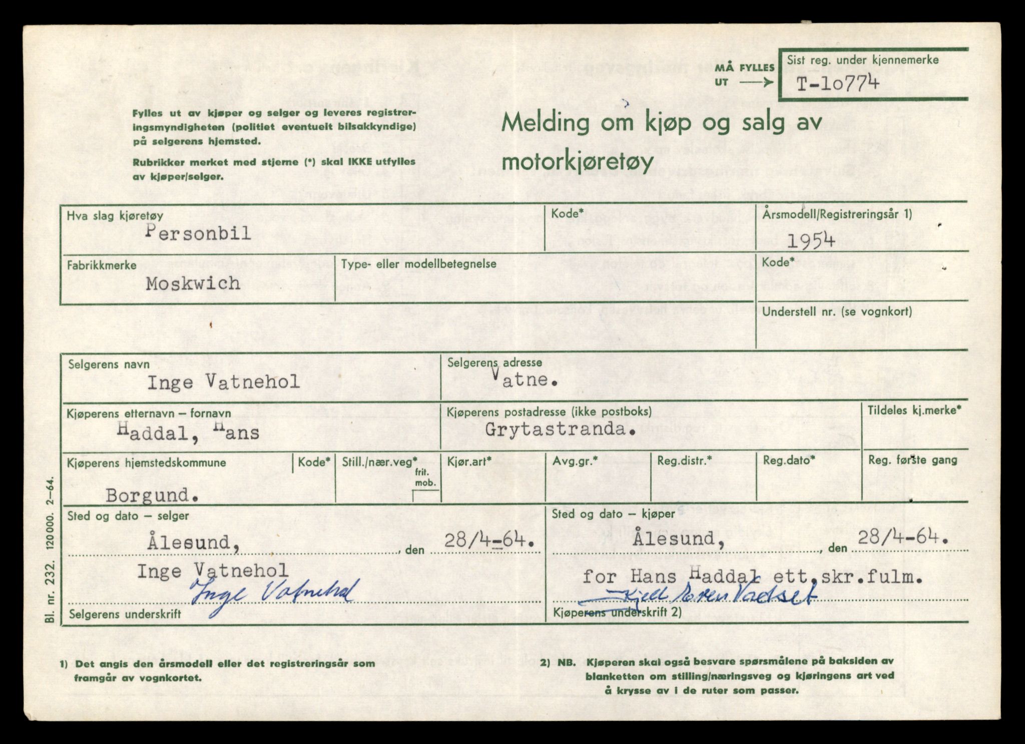 Møre og Romsdal vegkontor - Ålesund trafikkstasjon, AV/SAT-A-4099/F/Fe/L0023: Registreringskort for kjøretøy T 10695 - T 10809, 1927-1998, s. 2187