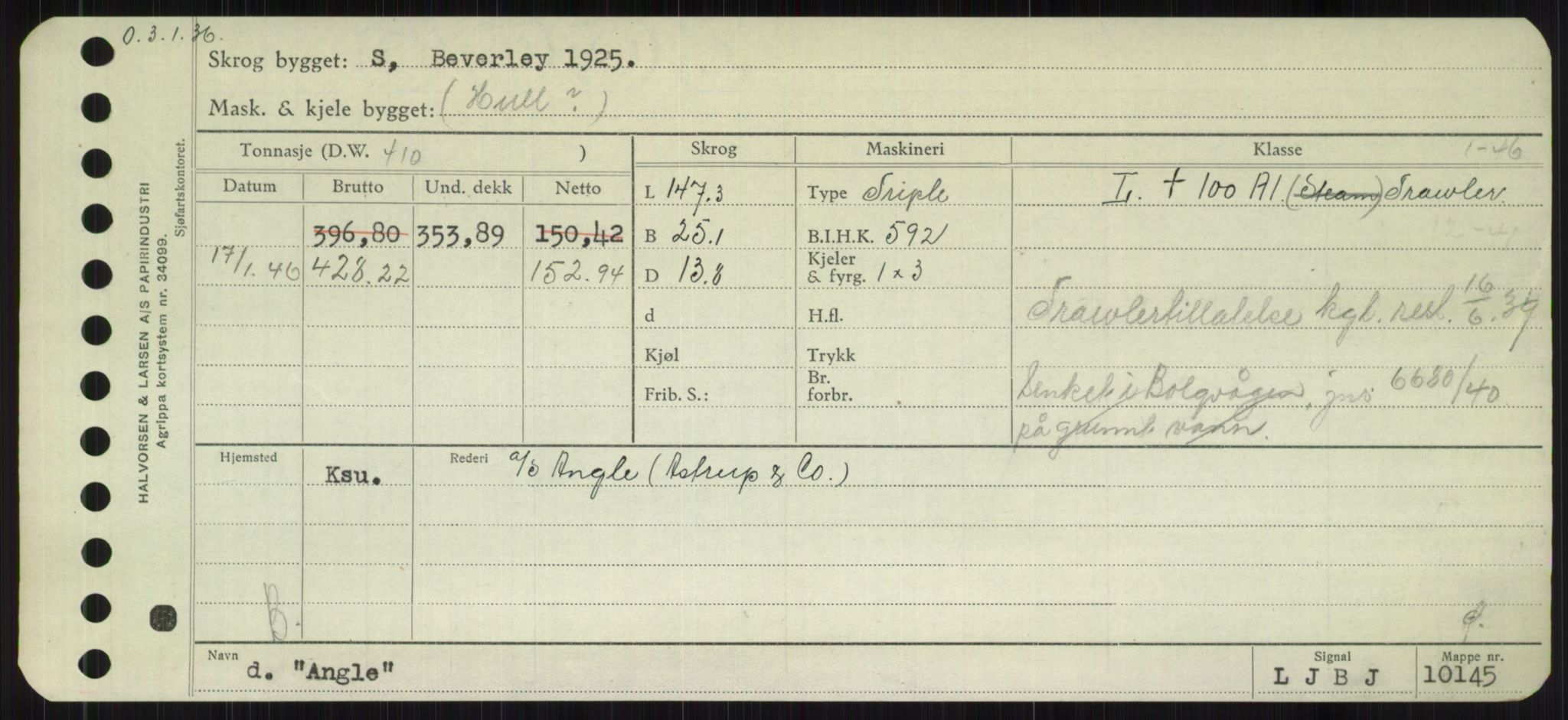 Sjøfartsdirektoratet med forløpere, Skipsmålingen, RA/S-1627/H/Hb/L0001: Fartøy, A-D, s. 39