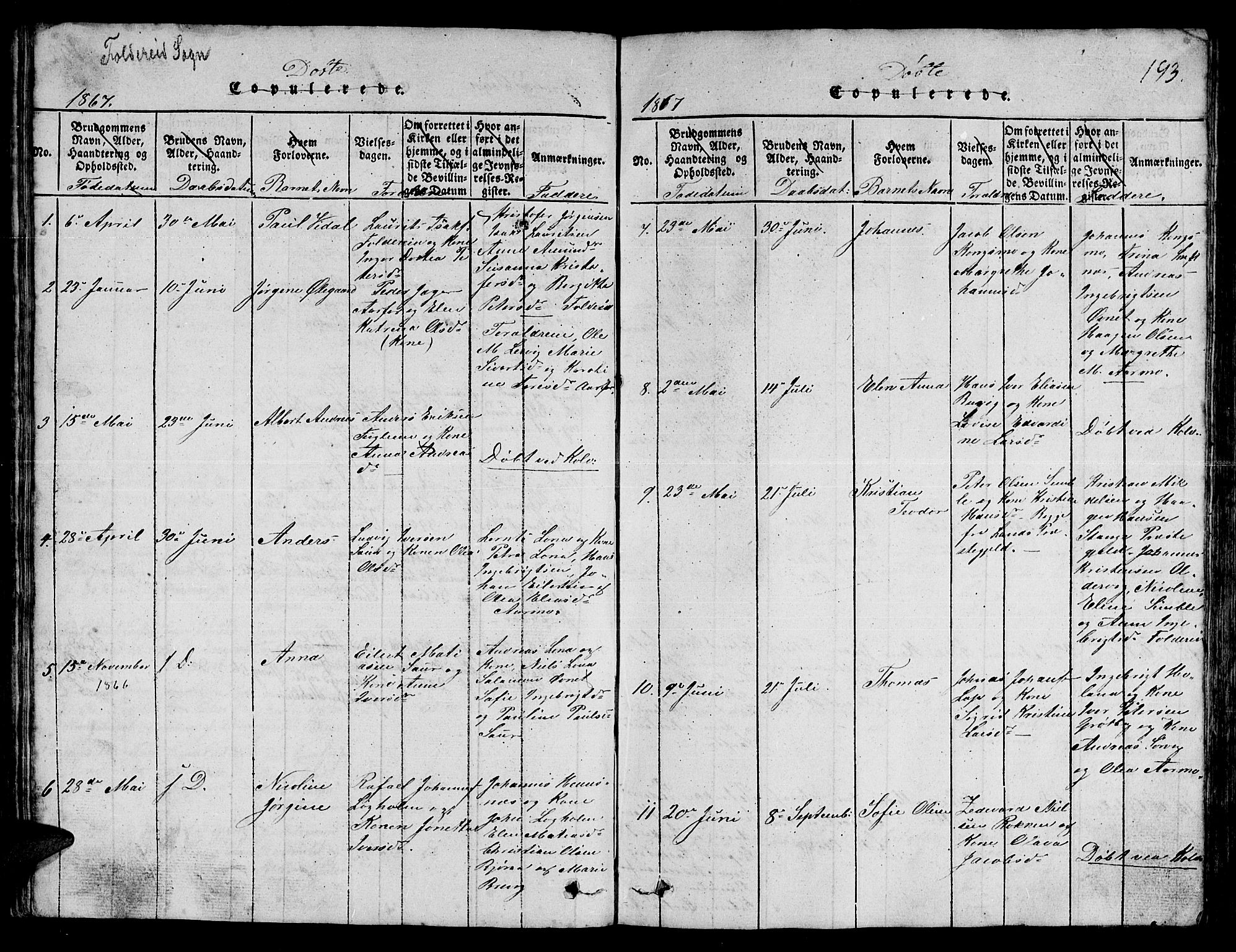 Ministerialprotokoller, klokkerbøker og fødselsregistre - Nord-Trøndelag, SAT/A-1458/780/L0648: Klokkerbok nr. 780C01 /3, 1815-1877, s. 193