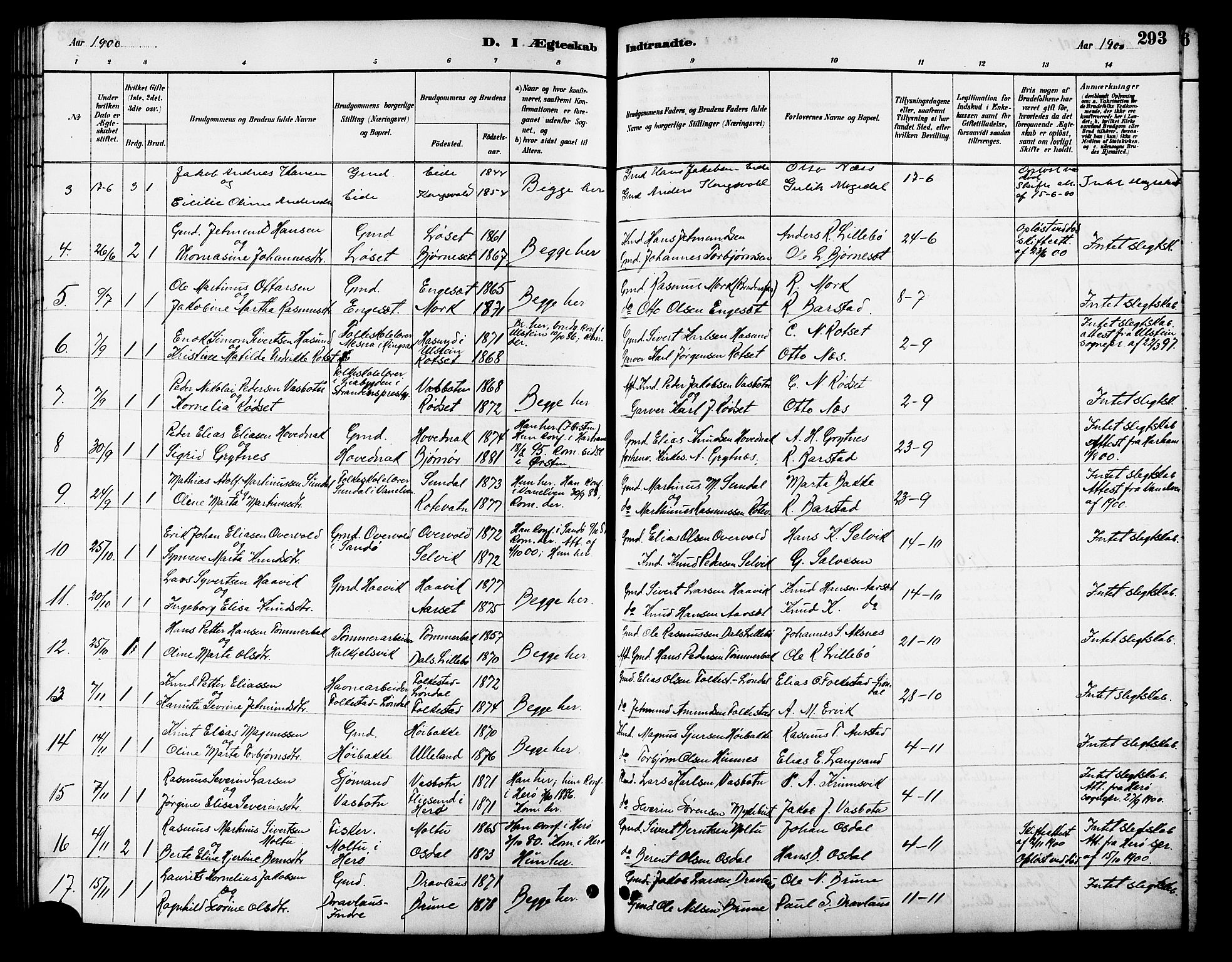 Ministerialprotokoller, klokkerbøker og fødselsregistre - Møre og Romsdal, AV/SAT-A-1454/511/L0158: Klokkerbok nr. 511C04, 1884-1903, s. 293