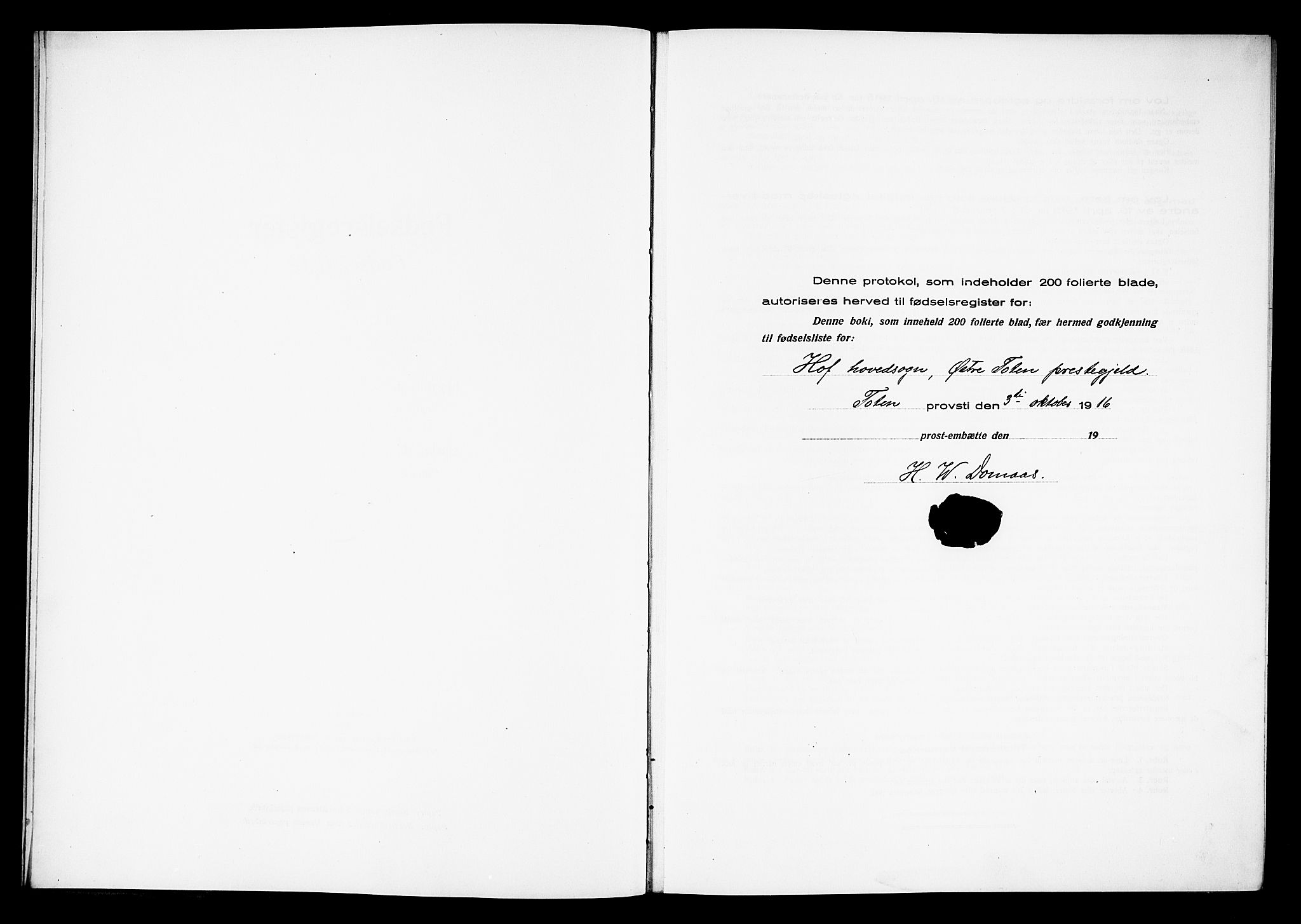 Østre Toten prestekontor, AV/SAH-PREST-104/I/Id/L0001/0001: Fødselsregister nr. 1.1, 1916-1928