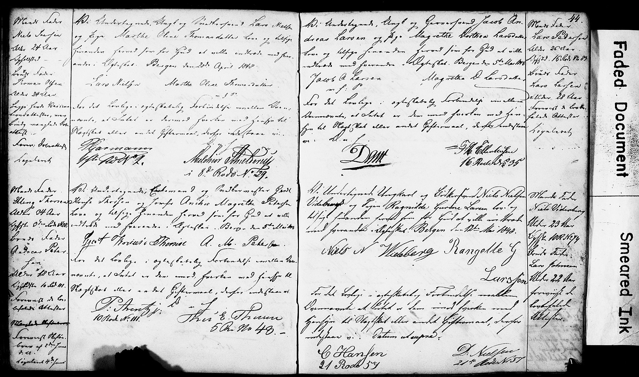 Domkirken sokneprestembete, SAB/A-74801: Forlovererklæringer nr. II.5.4, 1845-1852, s. 44