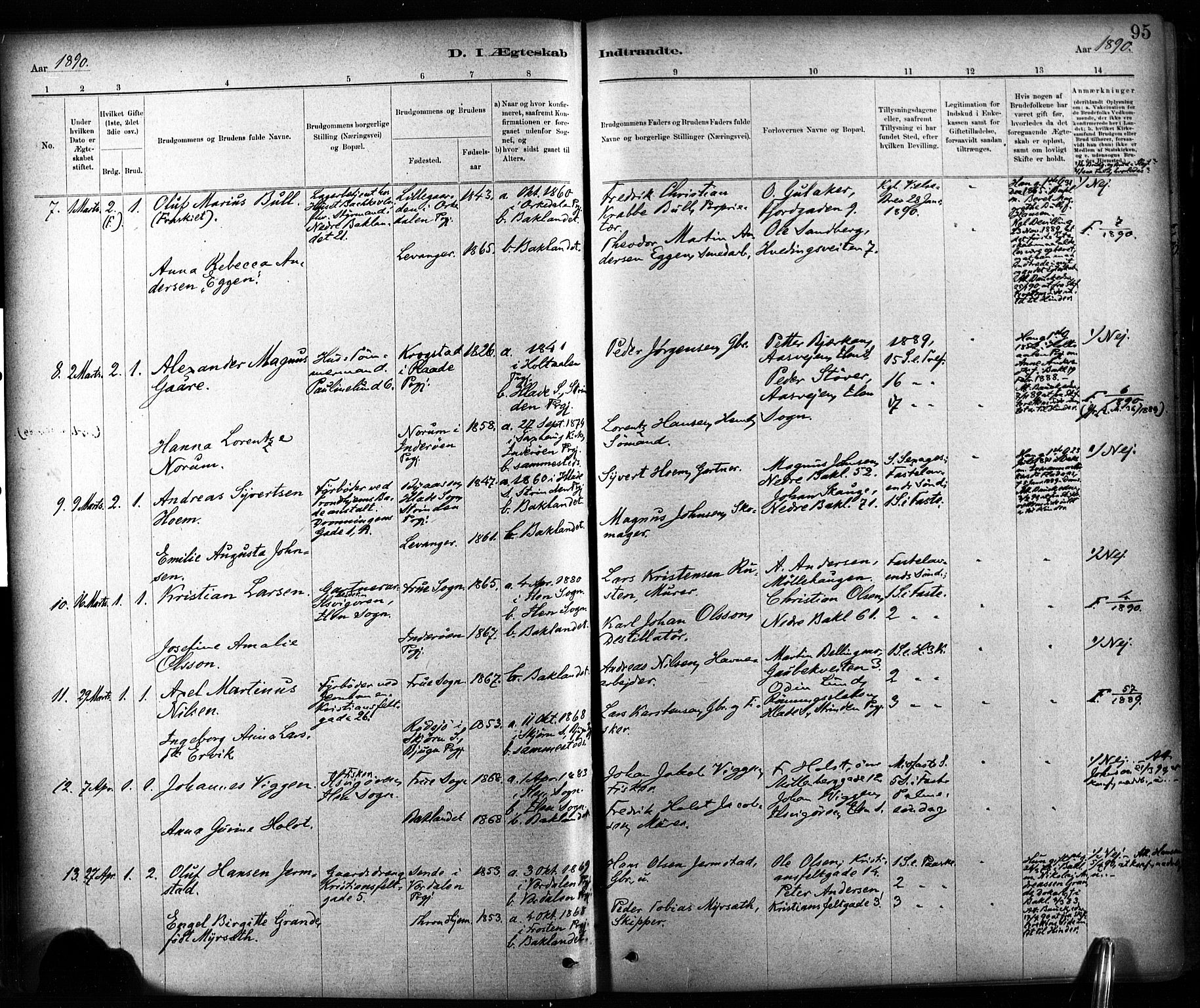 Ministerialprotokoller, klokkerbøker og fødselsregistre - Sør-Trøndelag, SAT/A-1456/604/L0189: Ministerialbok nr. 604A10, 1878-1892, s. 95