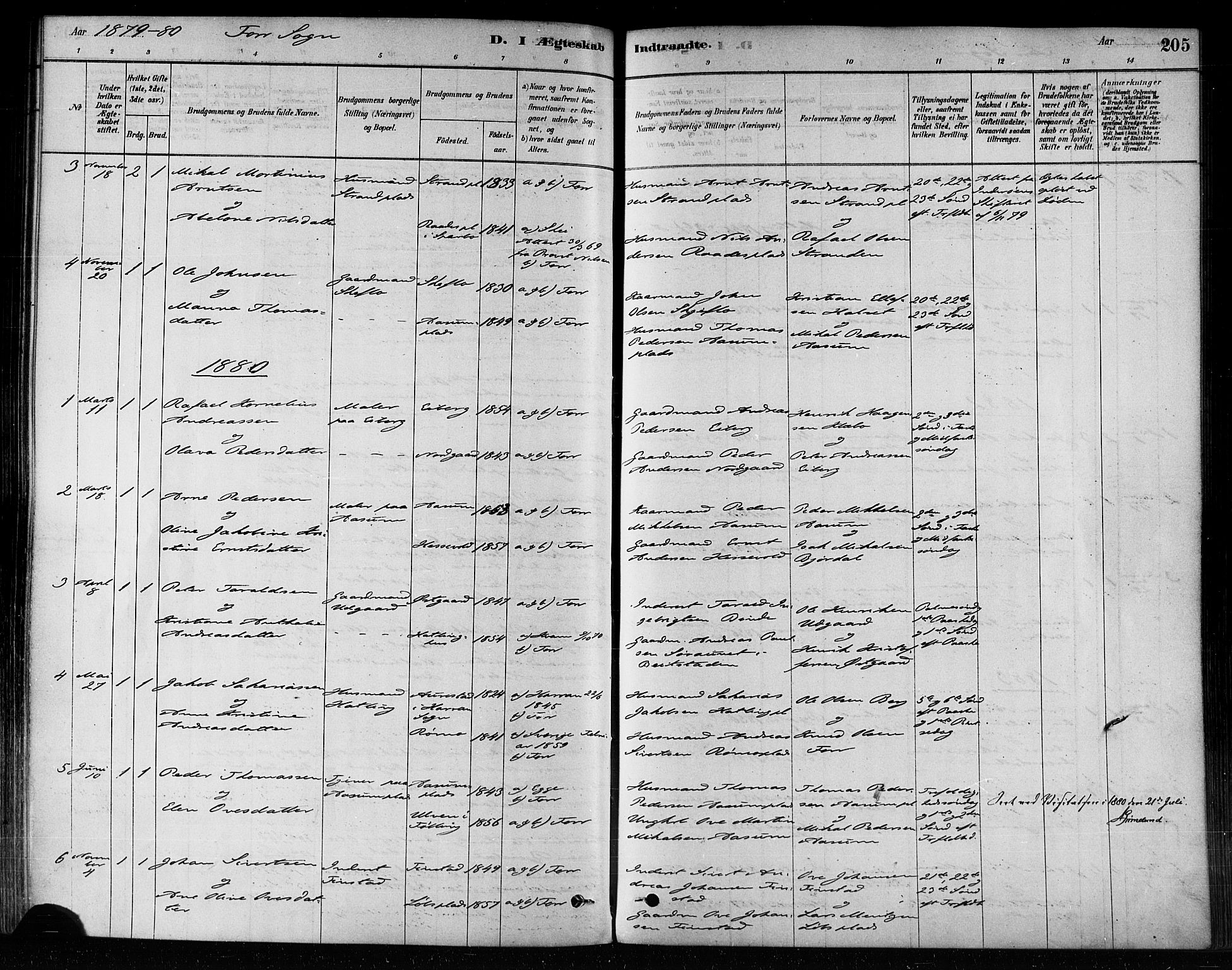 Ministerialprotokoller, klokkerbøker og fødselsregistre - Nord-Trøndelag, SAT/A-1458/746/L0448: Ministerialbok nr. 746A07 /1, 1878-1900, s. 205