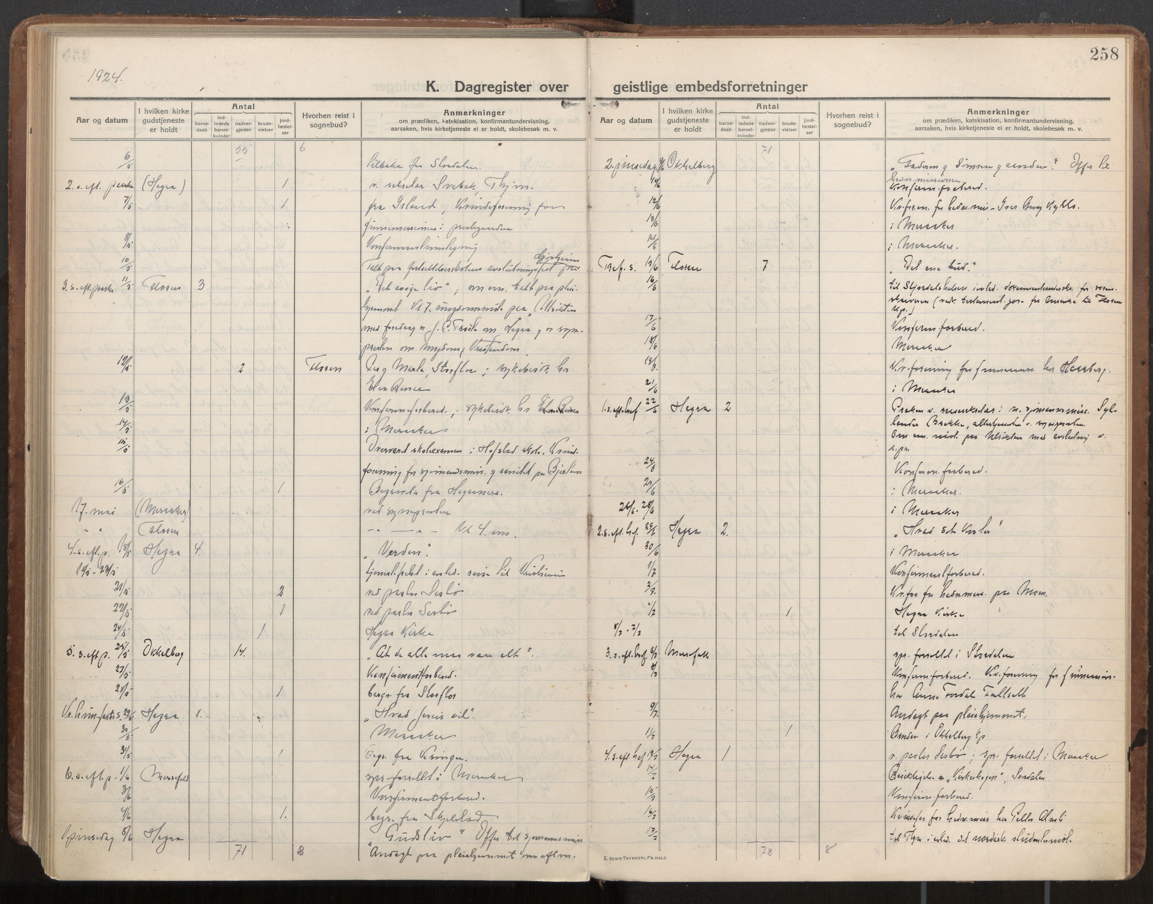 Ministerialprotokoller, klokkerbøker og fødselsregistre - Nord-Trøndelag, AV/SAT-A-1458/703/L0037: Ministerialbok nr. 703A10, 1915-1932, s. 258