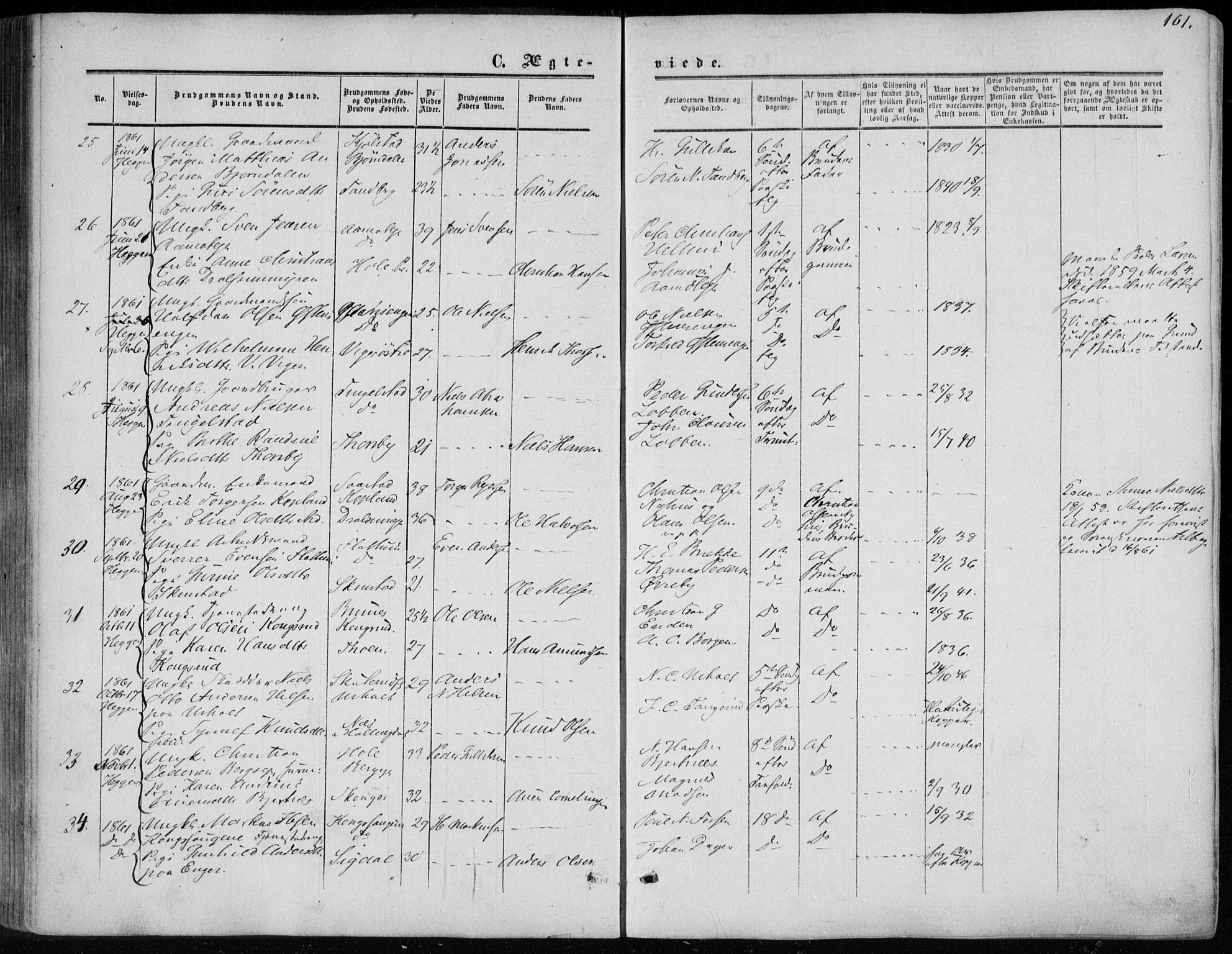 Modum kirkebøker, AV/SAKO-A-234/F/Fa/L0009: Ministerialbok nr. 9, 1860-1864, s. 161