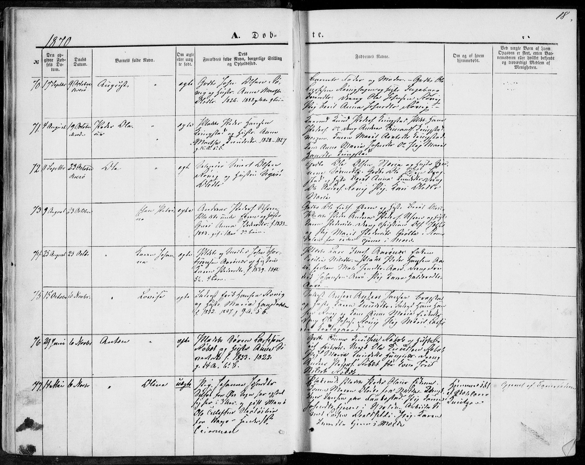 Ministerialprotokoller, klokkerbøker og fødselsregistre - Møre og Romsdal, SAT/A-1454/555/L0655: Ministerialbok nr. 555A05, 1869-1886, s. 18
