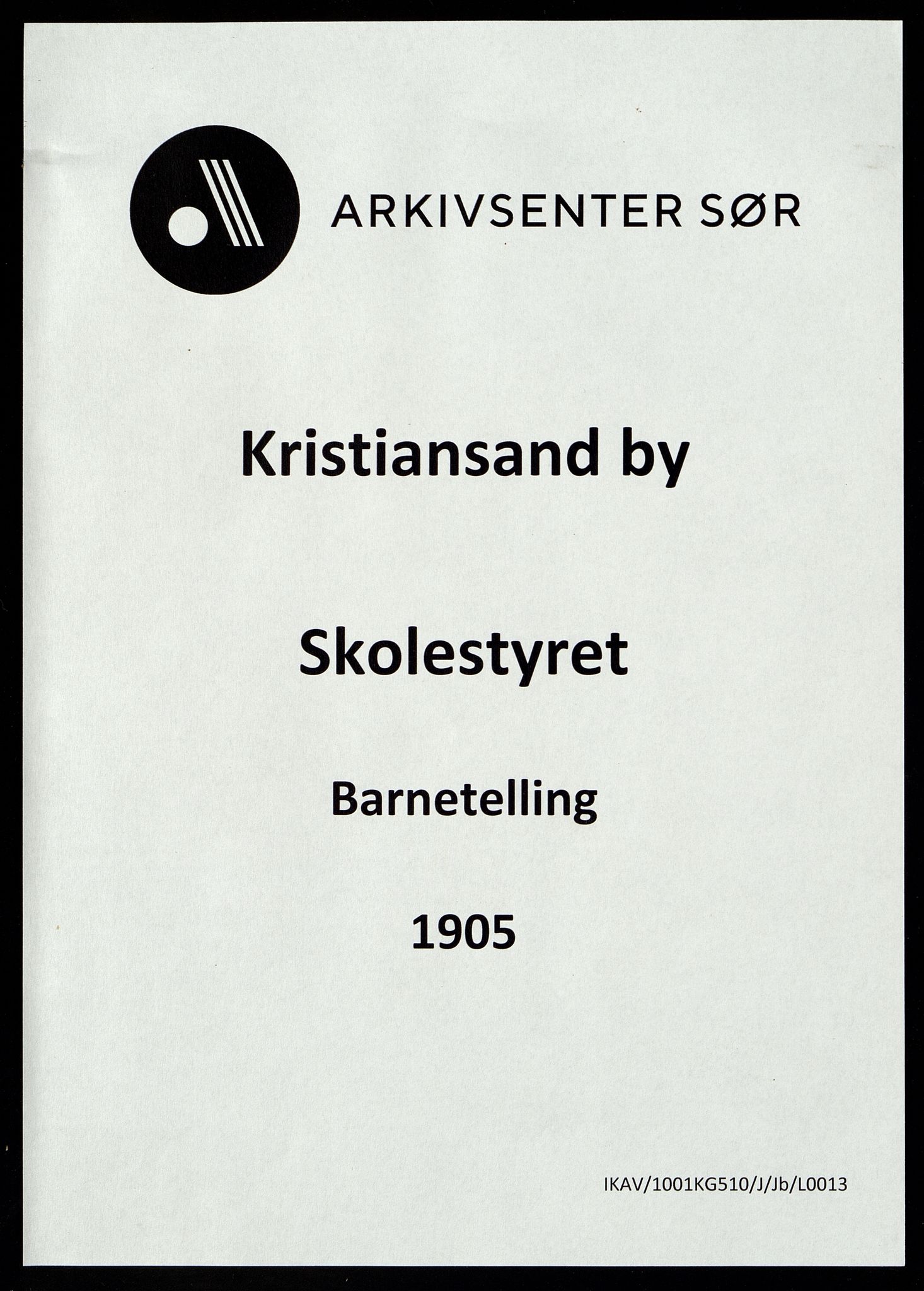 Kristiansand By - Skolekommisjonen/ -Styret, IKAV/1001KG510/J/Jb/L0013: Barnetelling, 1905