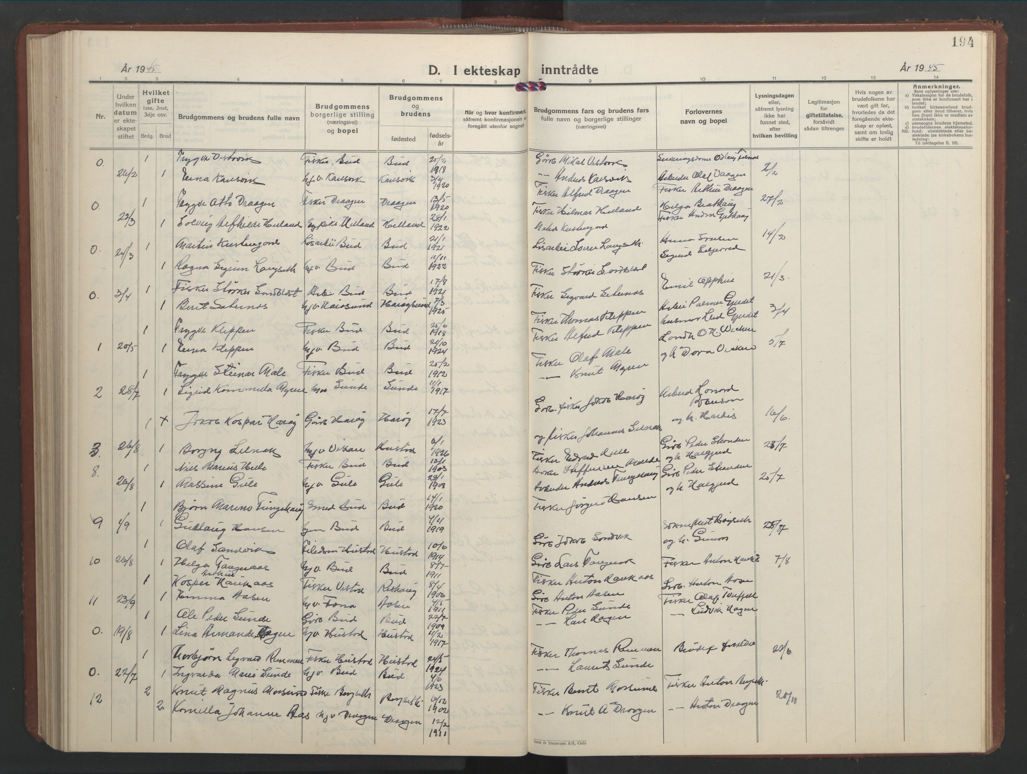 Ministerialprotokoller, klokkerbøker og fødselsregistre - Møre og Romsdal, AV/SAT-A-1454/566/L0775: Klokkerbok nr. 566C04, 1930-1946, s. 194