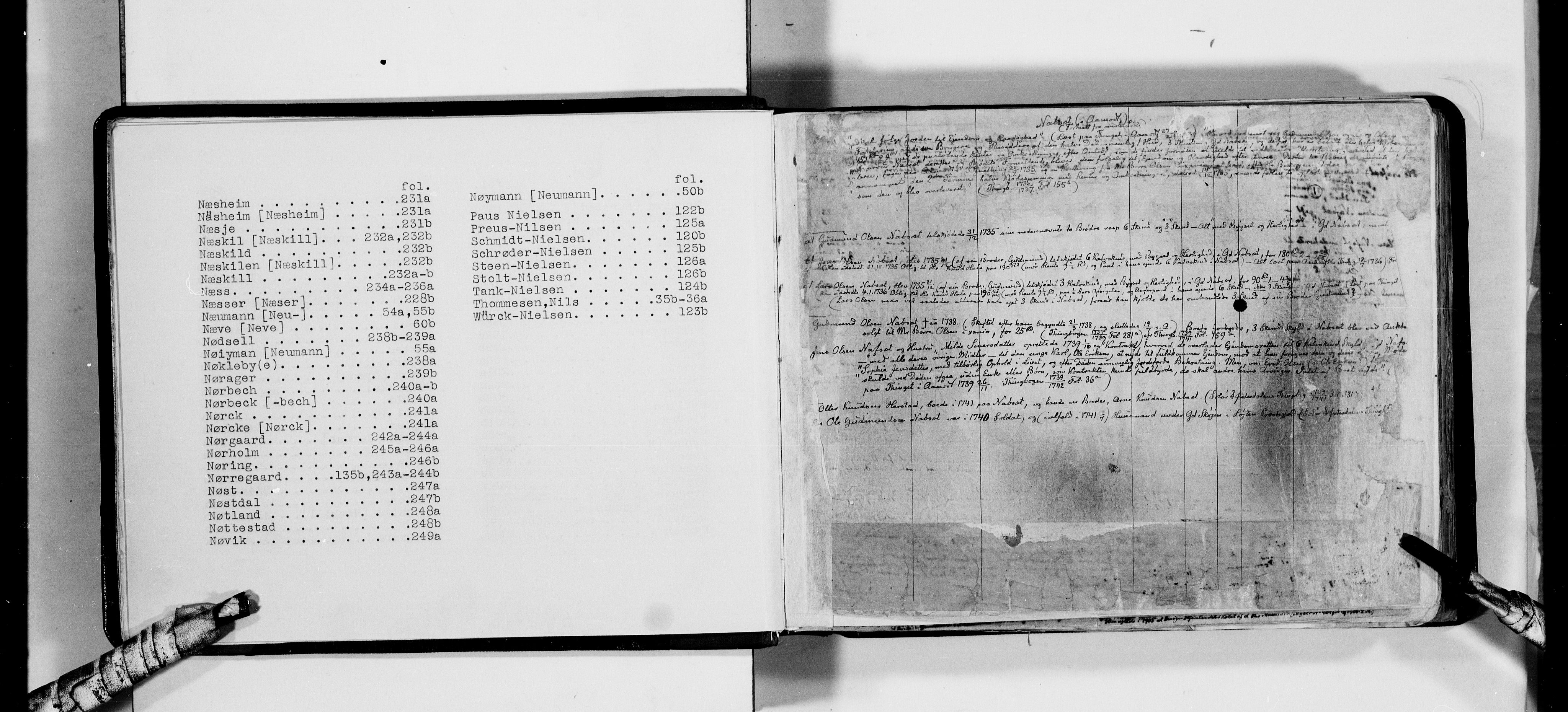 Lassens samlinger, AV/RA-PA-0051/F/Fa/L0030: Personalhistoriske og genealogiske opptegnelser: Nabsæth - Nøvik, 1500-1907