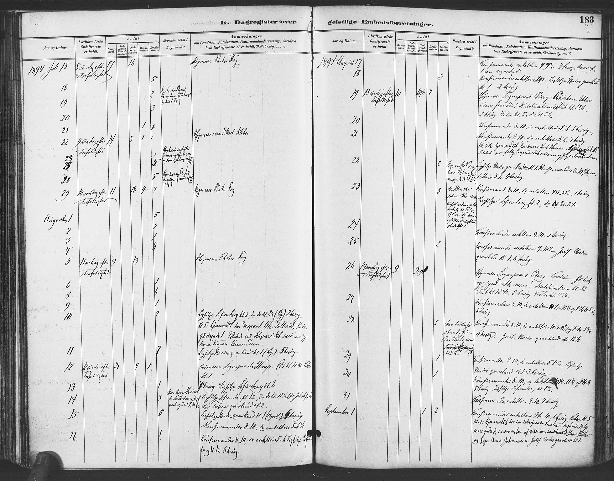 Paulus prestekontor Kirkebøker, AV/SAO-A-10871/F/Fa/L0009: Ministerialbok nr. 9, 1891-1901, s. 183