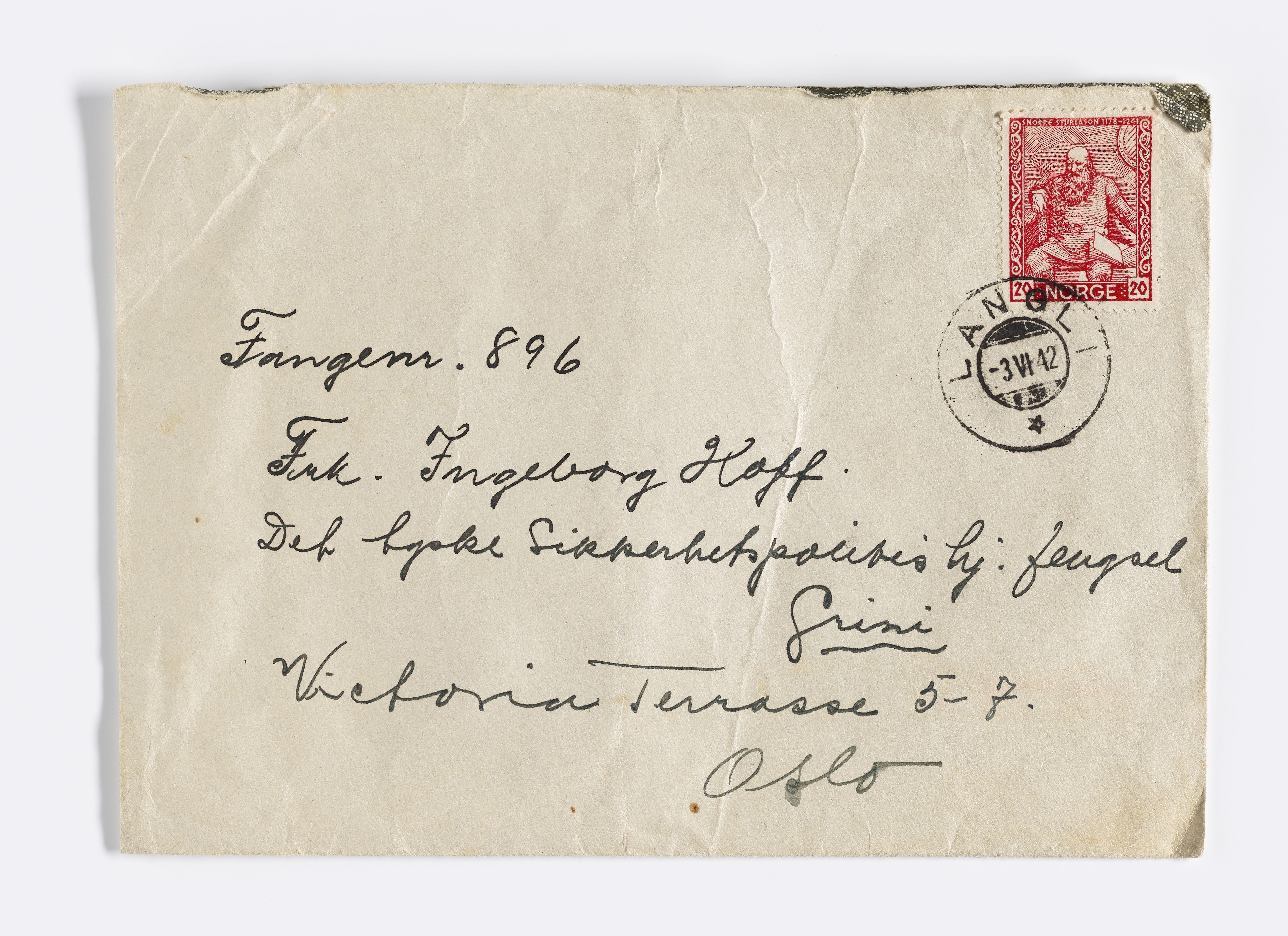Ingeborg Hoff, AFM/GRI-1016/D/Da/L0001/0007: Brev og dokumenter / Brev, 1942