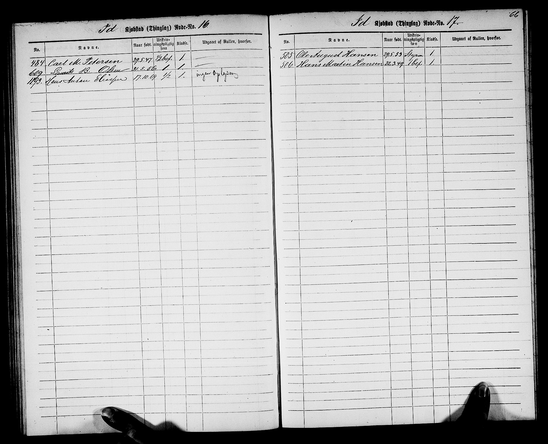 Halden mønstringskontor, SAO/A-10569a/F/Fc/Fcc/L0001: Utskrivningsregisterrulle, 1880, s. 65