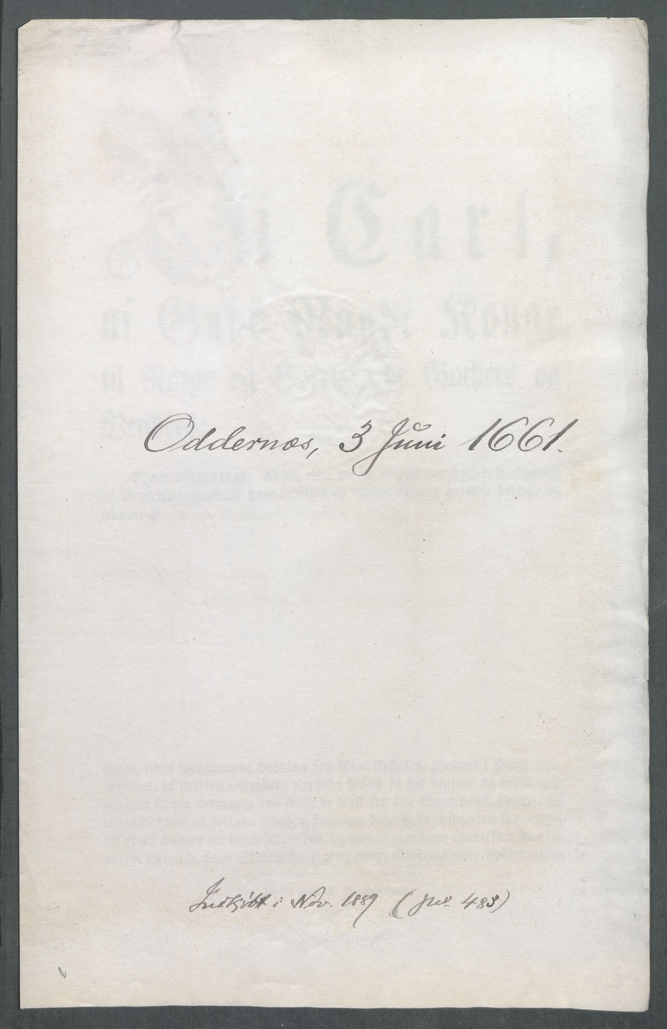 Riksarkivets diplomsamling, AV/RA-EA-5965/F02/L0169: Dokumenter, 1661-1663, s. 27