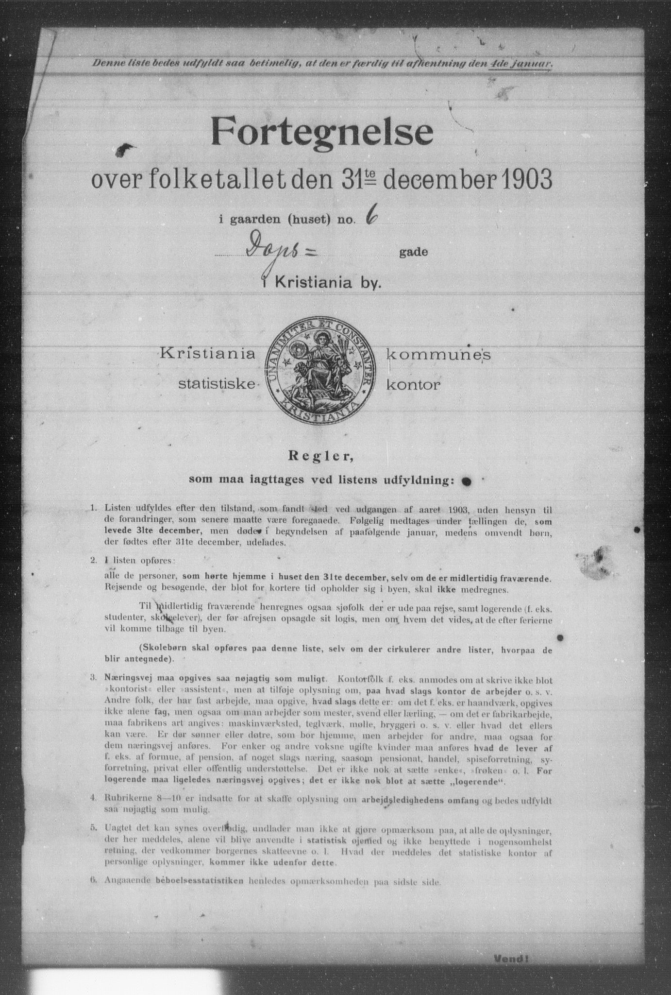 OBA, Kommunal folketelling 31.12.1903 for Kristiania kjøpstad, 1903, s. 3237