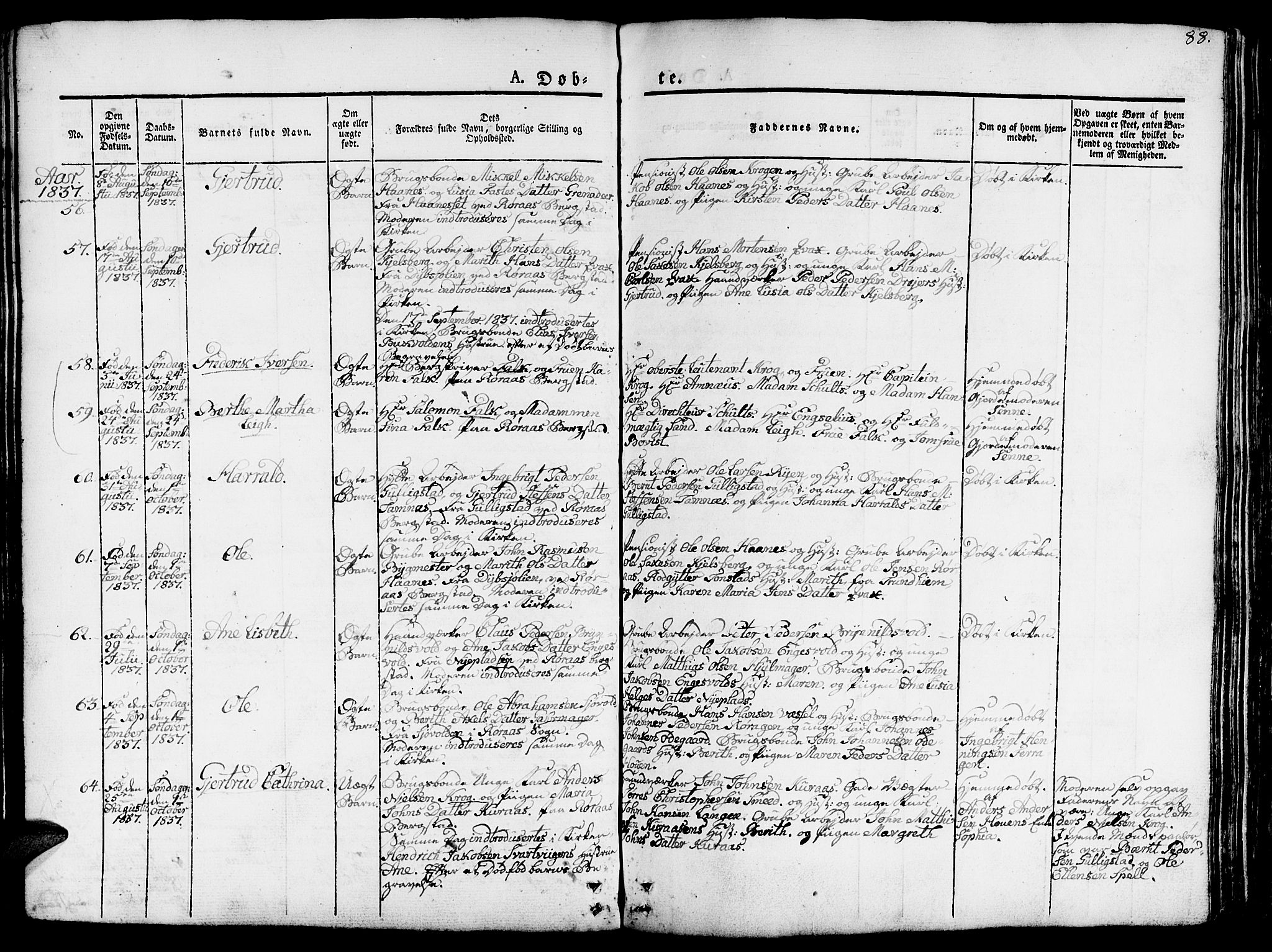 Ministerialprotokoller, klokkerbøker og fødselsregistre - Sør-Trøndelag, AV/SAT-A-1456/681/L0938: Klokkerbok nr. 681C02, 1829-1879, s. 88