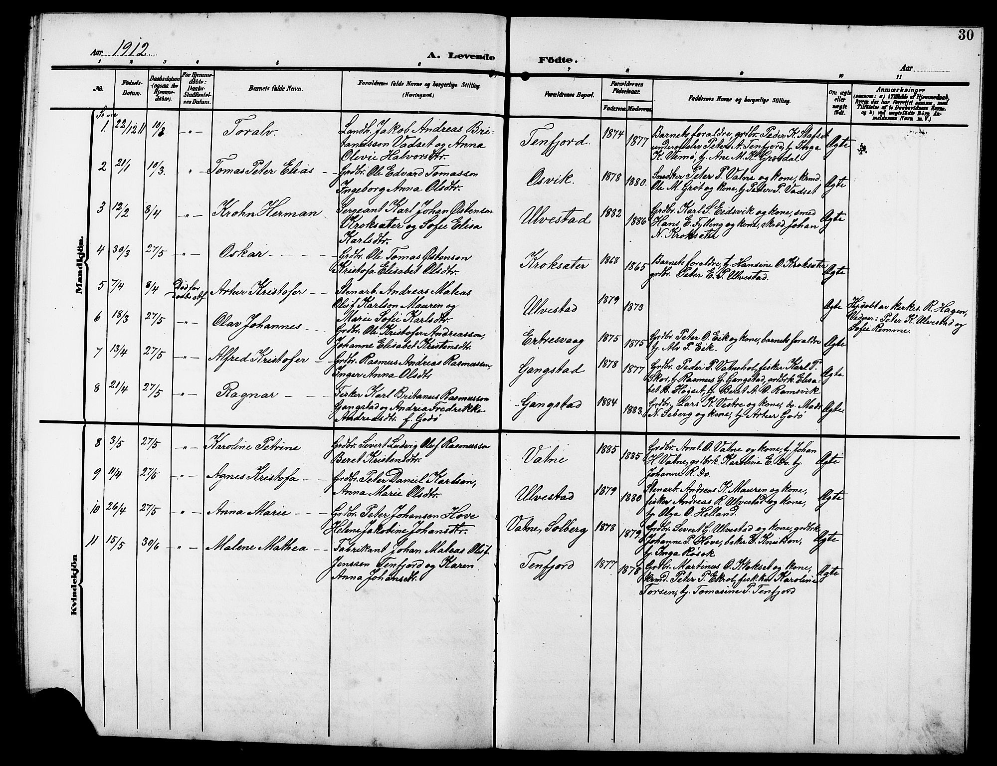 Ministerialprotokoller, klokkerbøker og fødselsregistre - Møre og Romsdal, AV/SAT-A-1454/525/L0377: Klokkerbok nr. 525C03, 1903-1917, s. 30