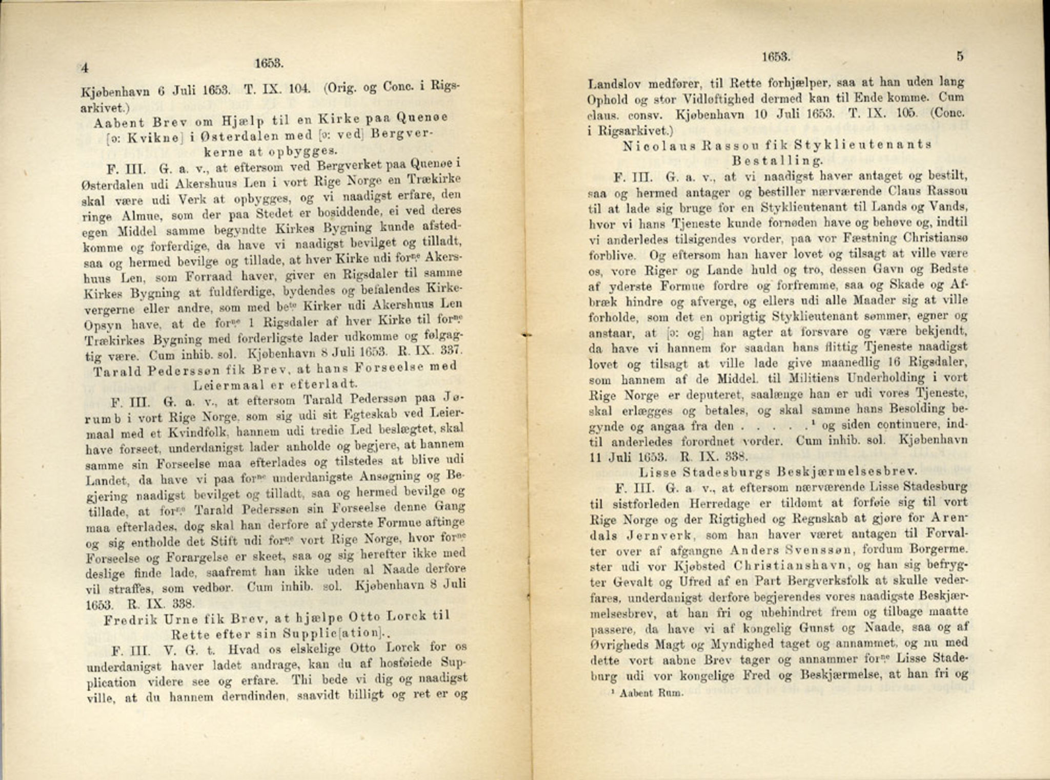 Publikasjoner utgitt av Det Norske Historiske Kildeskriftfond, PUBL/-/-/-: Norske Rigs-Registranter, bind 11, 1653-1656, s. 4-5