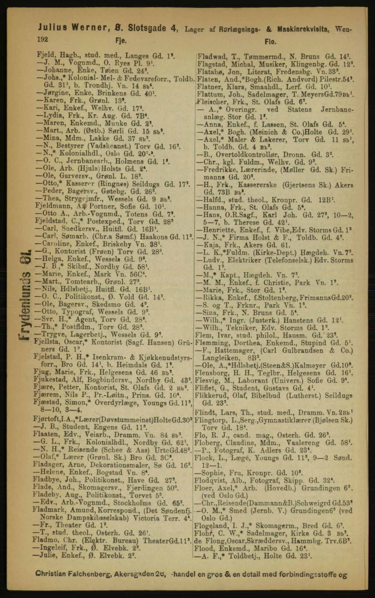 Kristiania/Oslo adressebok, PUBL/-, 1891, s. 192