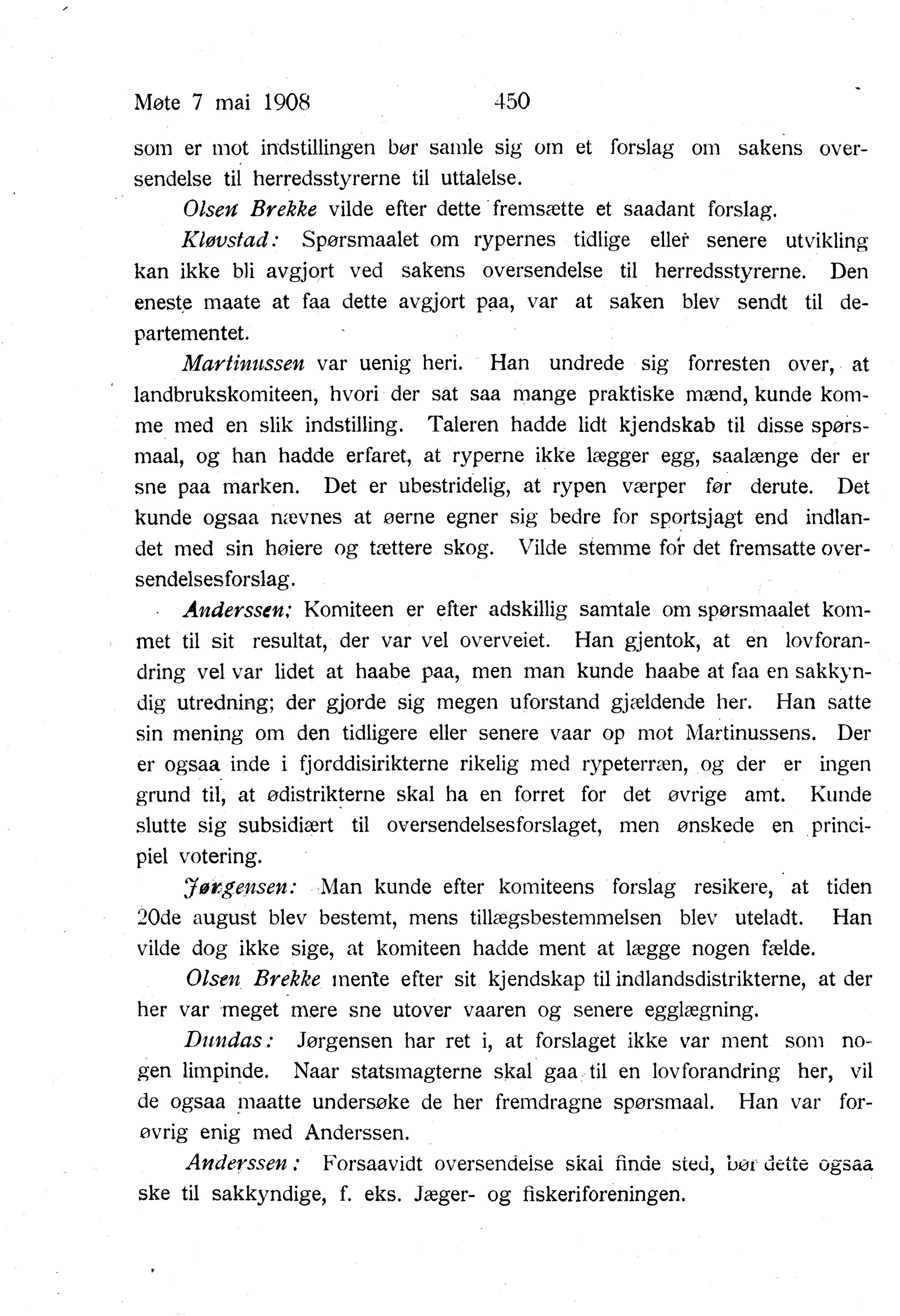 Nordland Fylkeskommune. Fylkestinget, AIN/NFK-17/176/A/Ac/L0031: Fylkestingsforhandlinger 1908, 1908