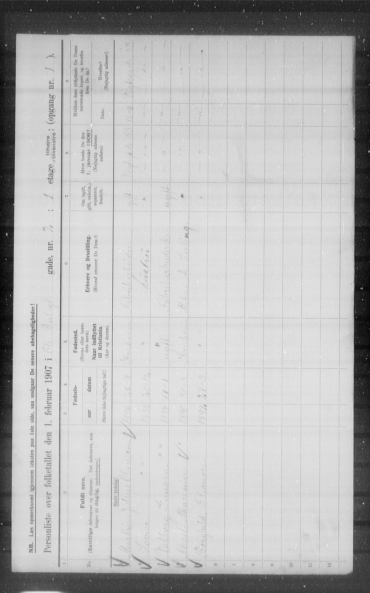 OBA, Kommunal folketelling 1.2.1907 for Kristiania kjøpstad, 1907, s. 38629