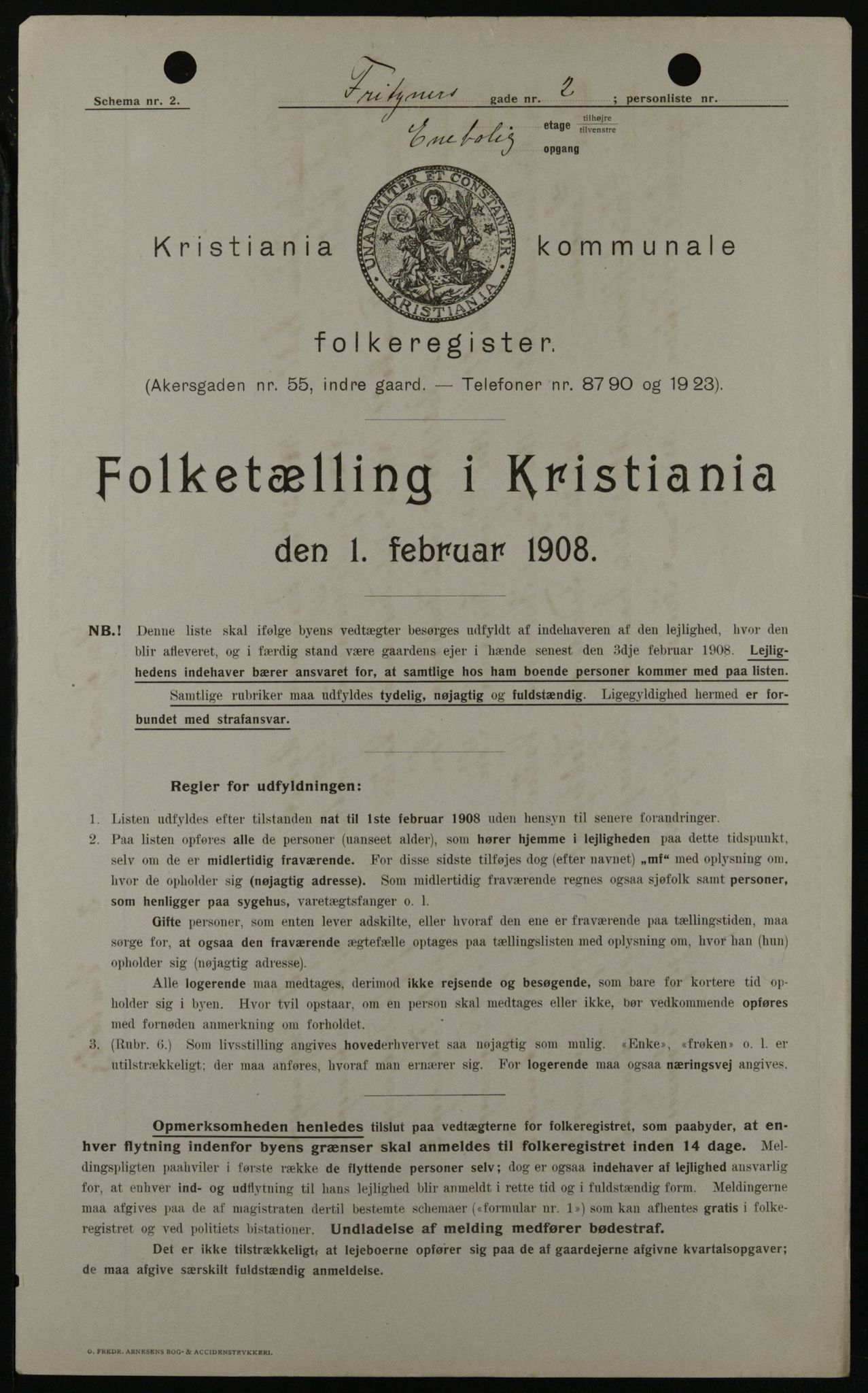 OBA, Kommunal folketelling 1.2.1908 for Kristiania kjøpstad, 1908, s. 24417