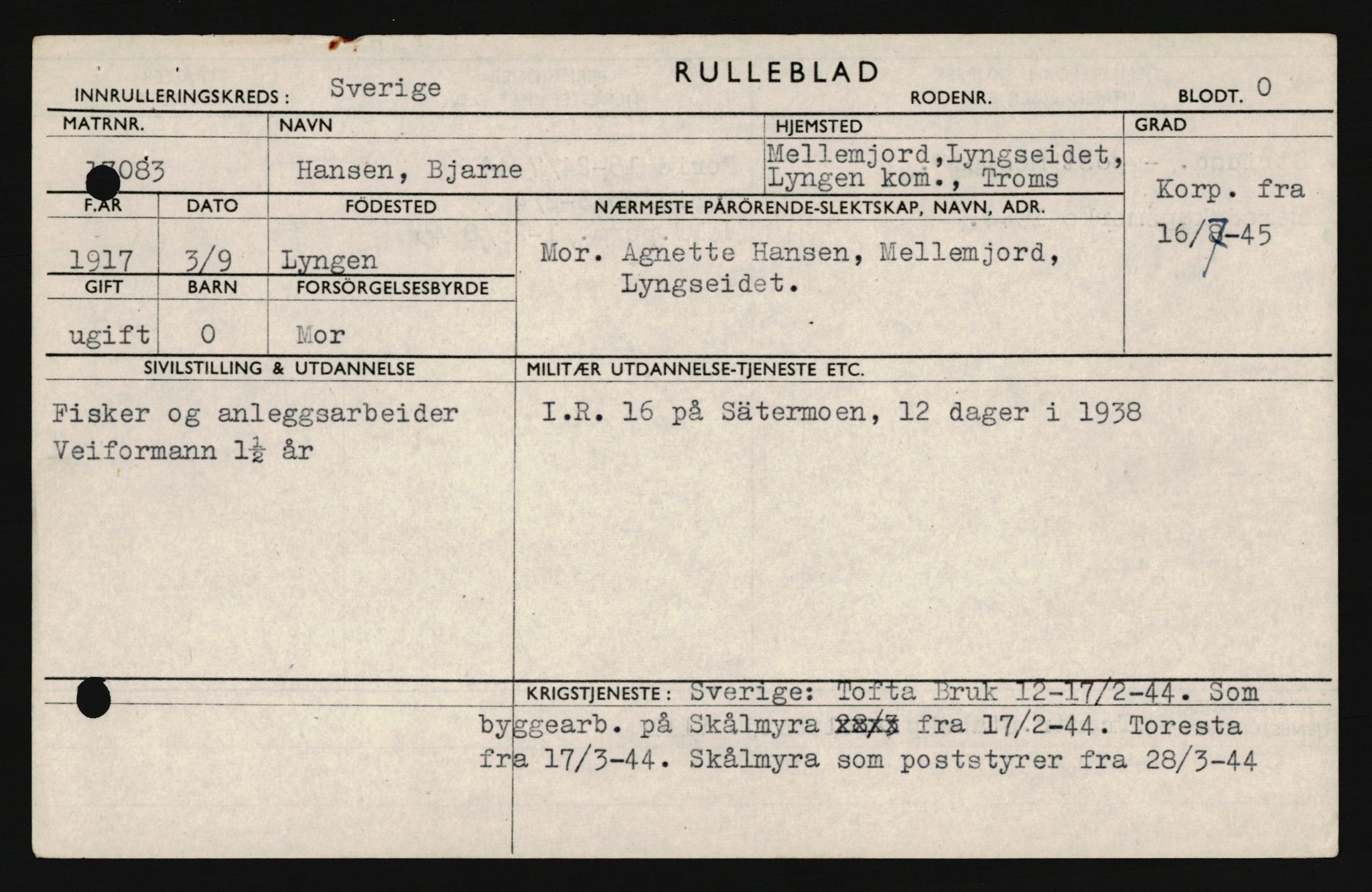 Forsvaret, Troms infanteriregiment nr. 16, AV/RA-RAFA-3146/P/Pa/L0022: Rulleblad for regimentets menige mannskaper, årsklasse 1938, 1938, s. 377