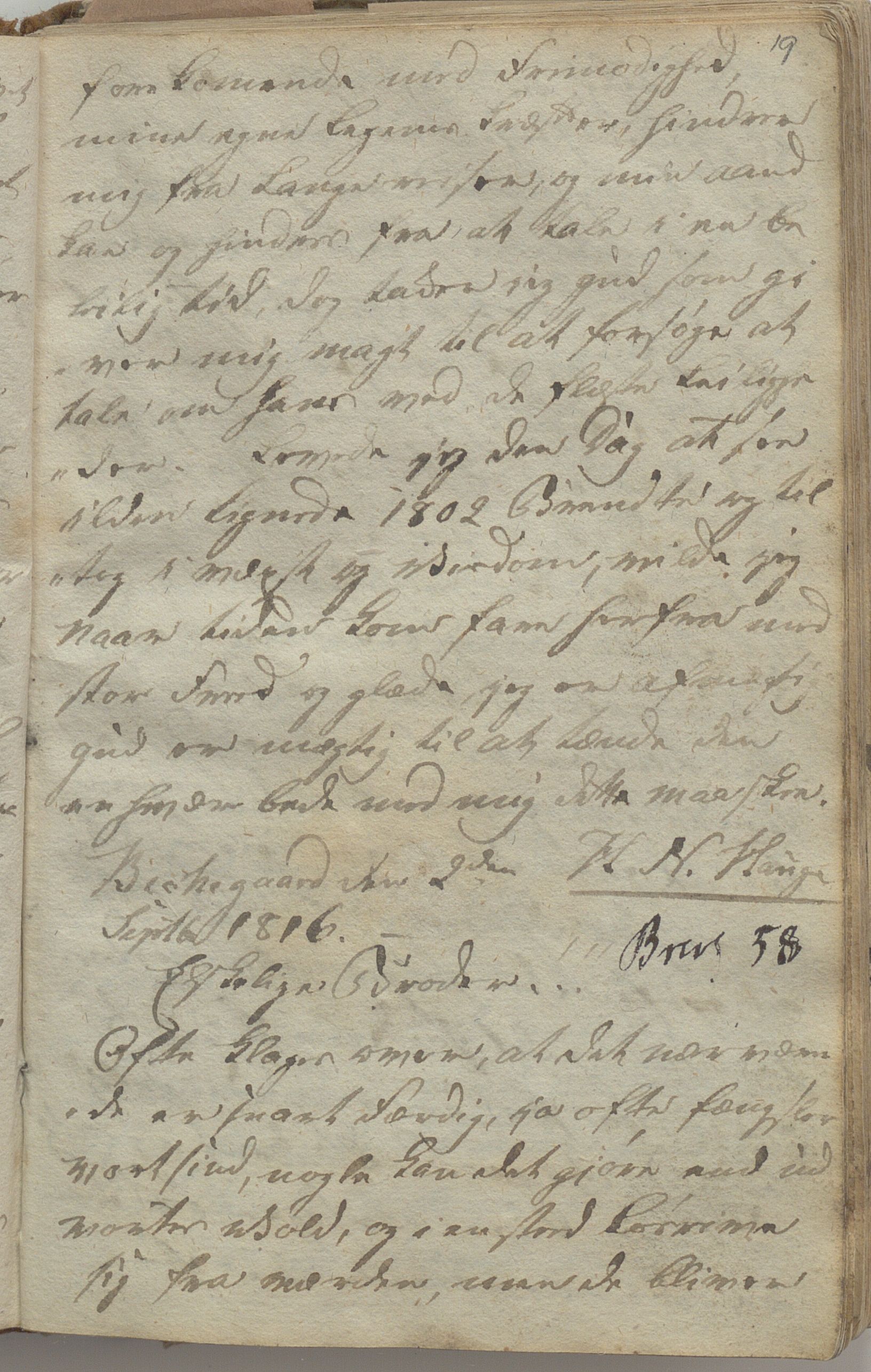 Heggtveitsamlingen, TMF/A-1007/H/L0049/0005: Kopibøker, brev, opptegnelser. / "Smaaland"- Bok tilhørt Ole Olsen Smaaland, 1815-1823, s. 19