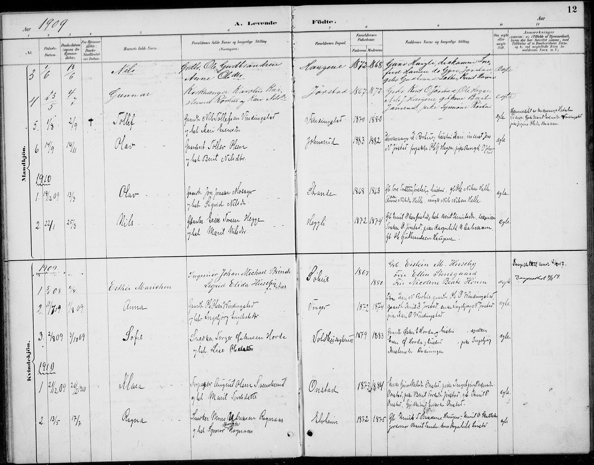 Øystre Slidre prestekontor, AV/SAH-PREST-138/H/Ha/Haa/L0005: Ministerialbok nr. 5, 1887-1916, s. 12