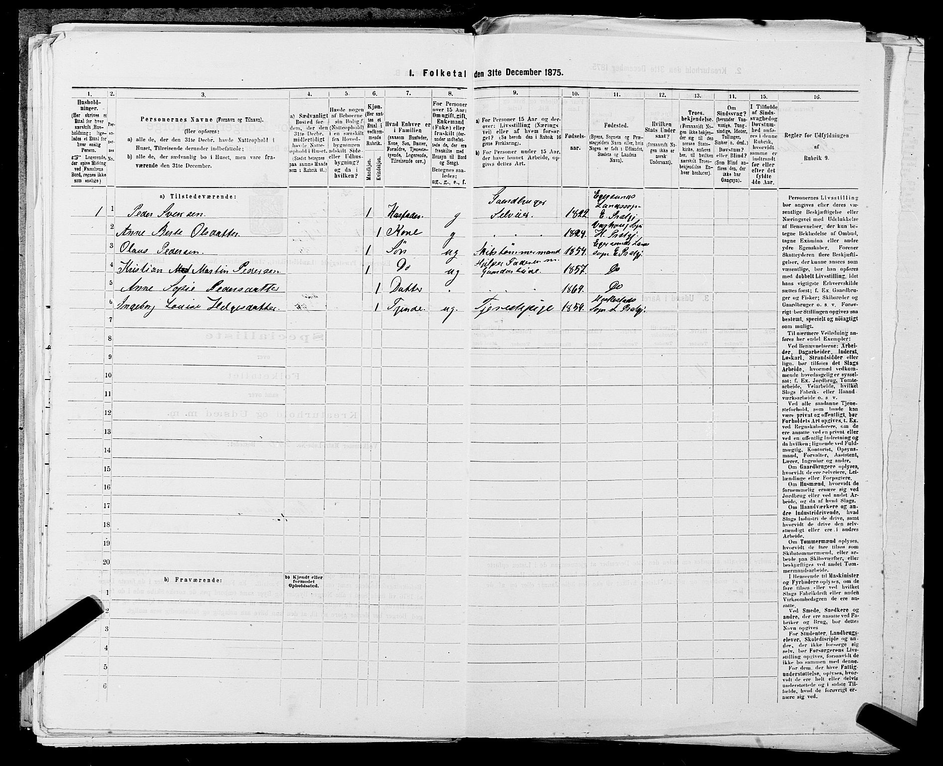 SAST, Folketelling 1875 for 1116L Eigersund prestegjeld, Eigersund landsokn og Ogna sokn, 1875, s. 526