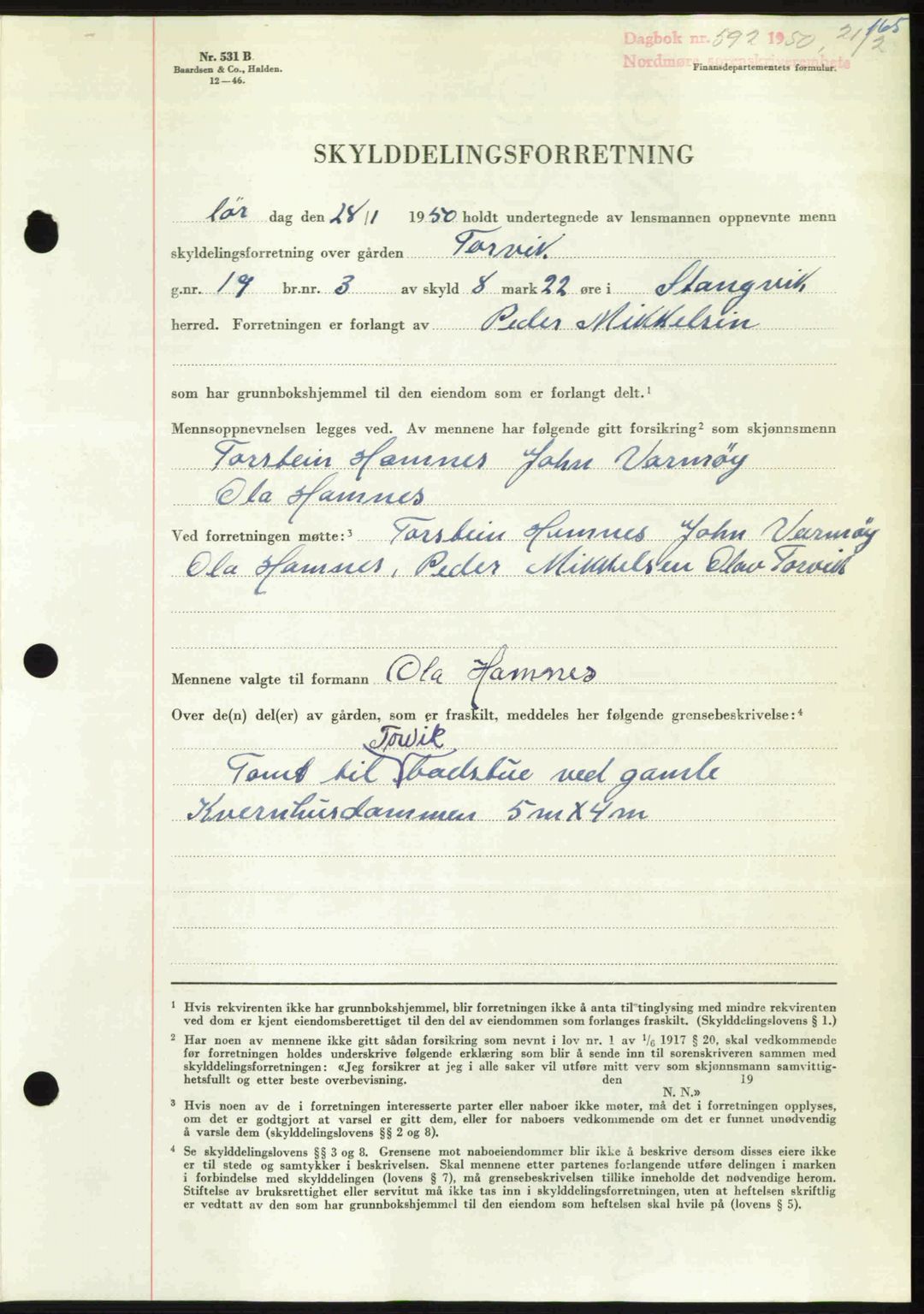 Nordmøre sorenskriveri, SAT/A-4132/1/2/2Ca: Pantebok nr. A114, 1950-1950, Dagboknr: 592/1950