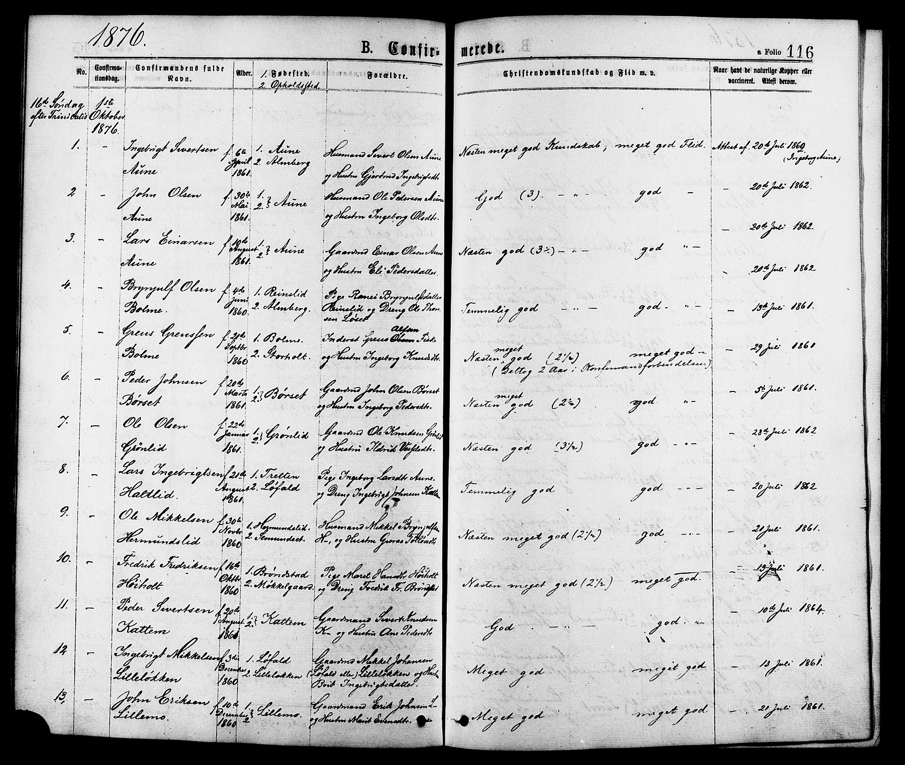 Ministerialprotokoller, klokkerbøker og fødselsregistre - Møre og Romsdal, SAT/A-1454/598/L1068: Ministerialbok nr. 598A02, 1872-1881, s. 116