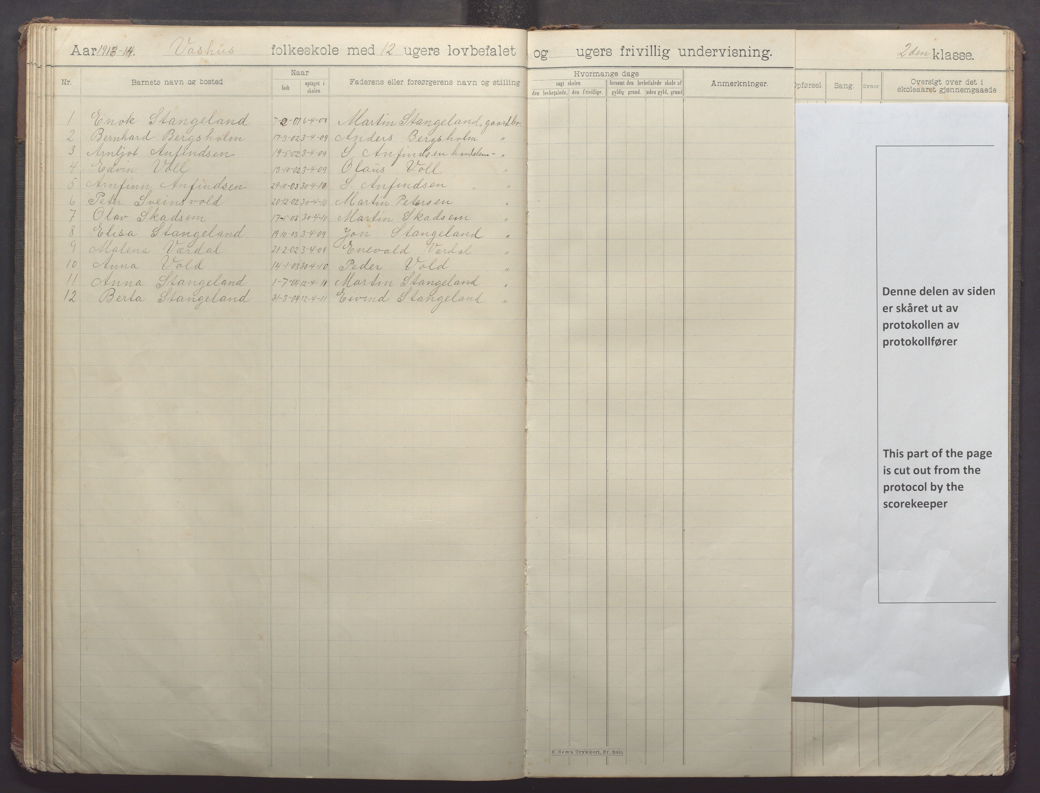 Klepp kommune - Vasshus skule og barnehage, IKAR/K-100301/H/L0002: Skoleprotokoll, 1901-1918, s. 71