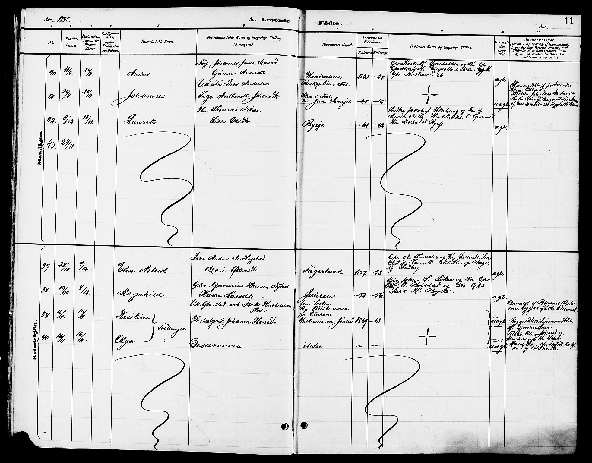 Ringsaker prestekontor, AV/SAH-PREST-014/L/La/L0014: Klokkerbok nr. 14, 1891-1904, s. 11