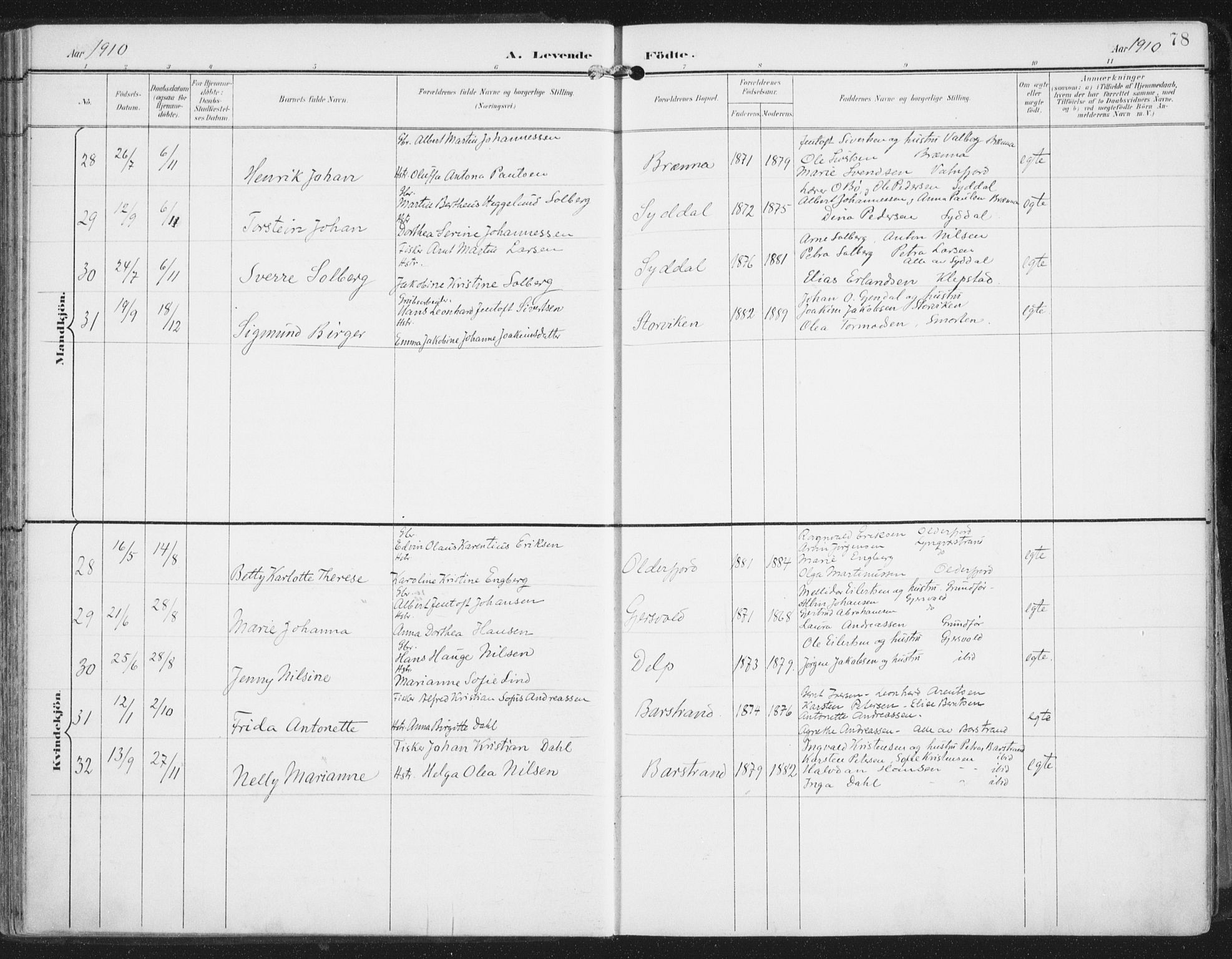 Ministerialprotokoller, klokkerbøker og fødselsregistre - Nordland, SAT/A-1459/876/L1098: Ministerialbok nr. 876A04, 1896-1915, s. 78
