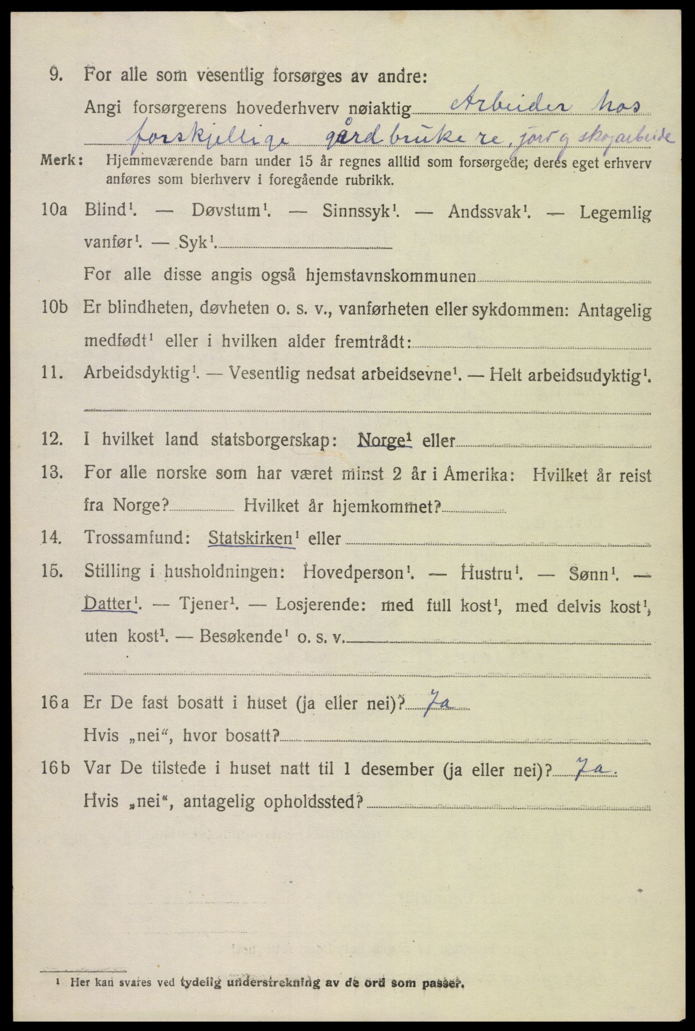 SAK, Folketelling 1920 for 0936 Hornnes herred, 1920, s. 1576