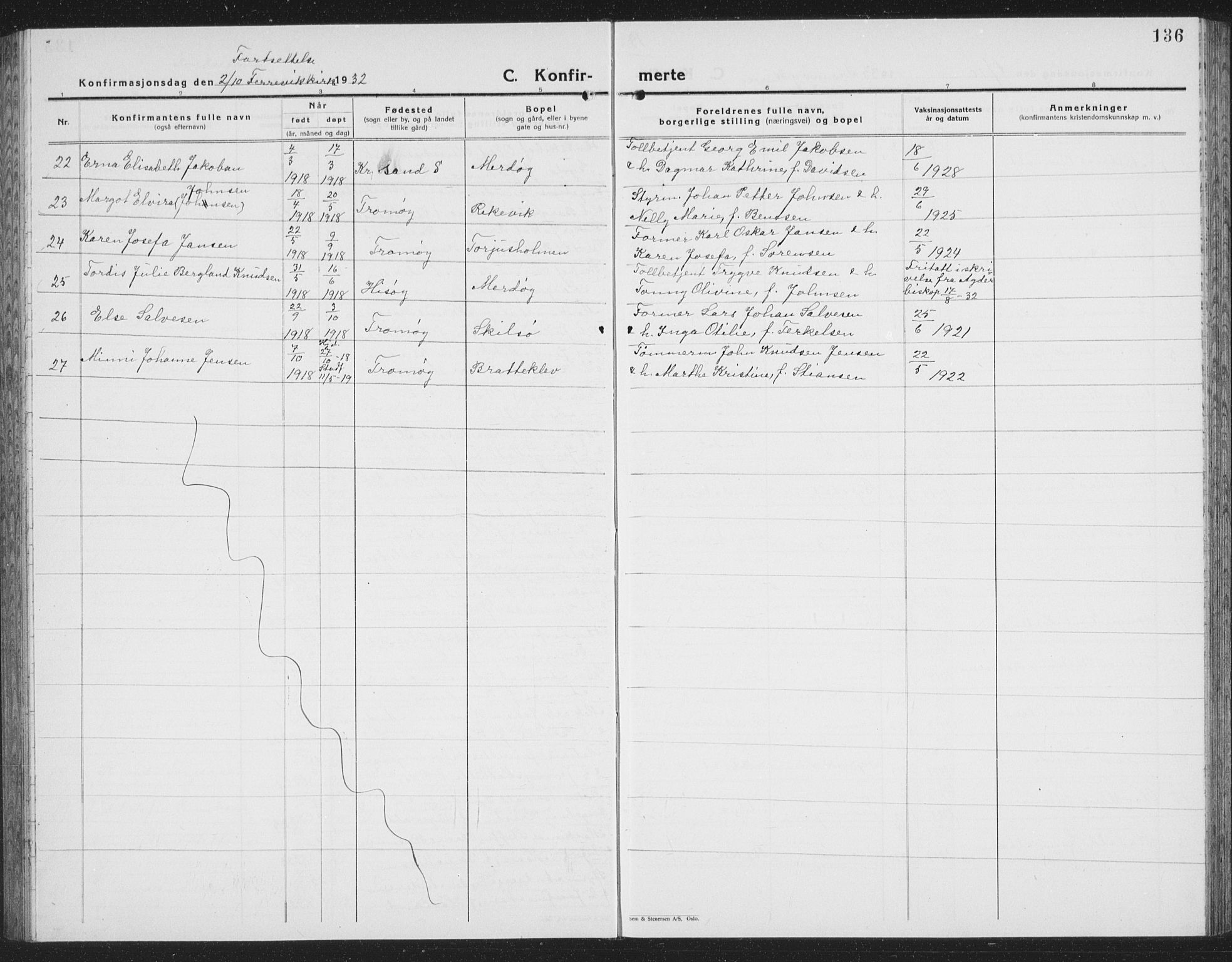 Tromøy sokneprestkontor, AV/SAK-1111-0041/F/Fb/L0008: Klokkerbok nr. B 8, 1925-1938, s. 136
