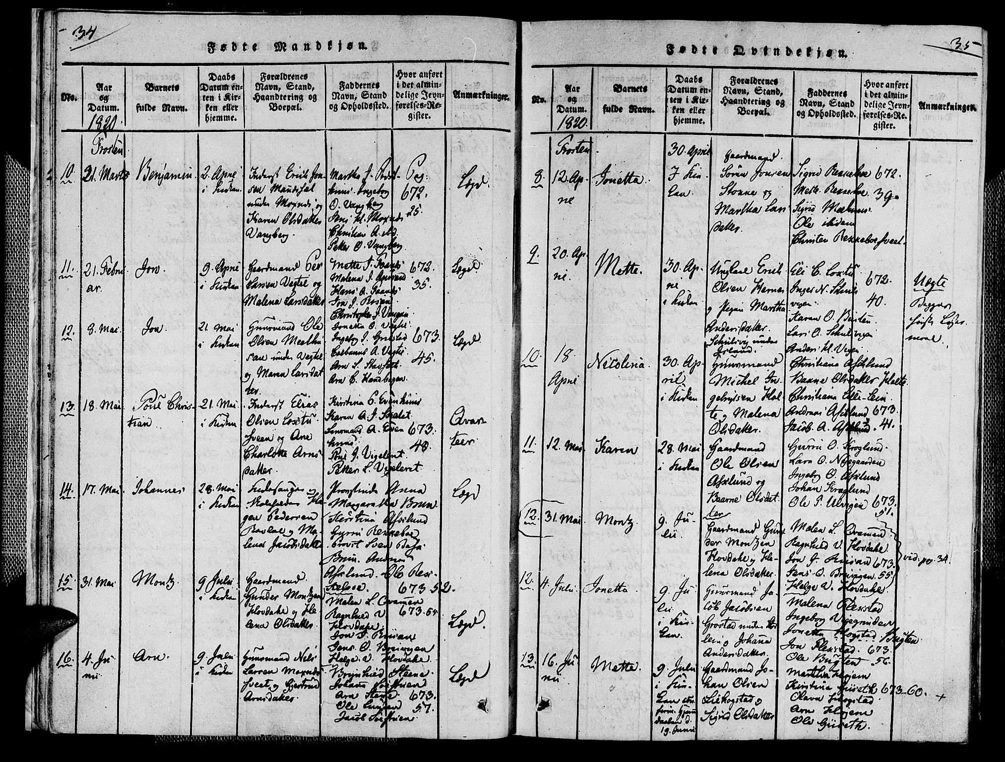 Ministerialprotokoller, klokkerbøker og fødselsregistre - Nord-Trøndelag, SAT/A-1458/713/L0112: Ministerialbok nr. 713A04 /1, 1817-1827, s. 34-35