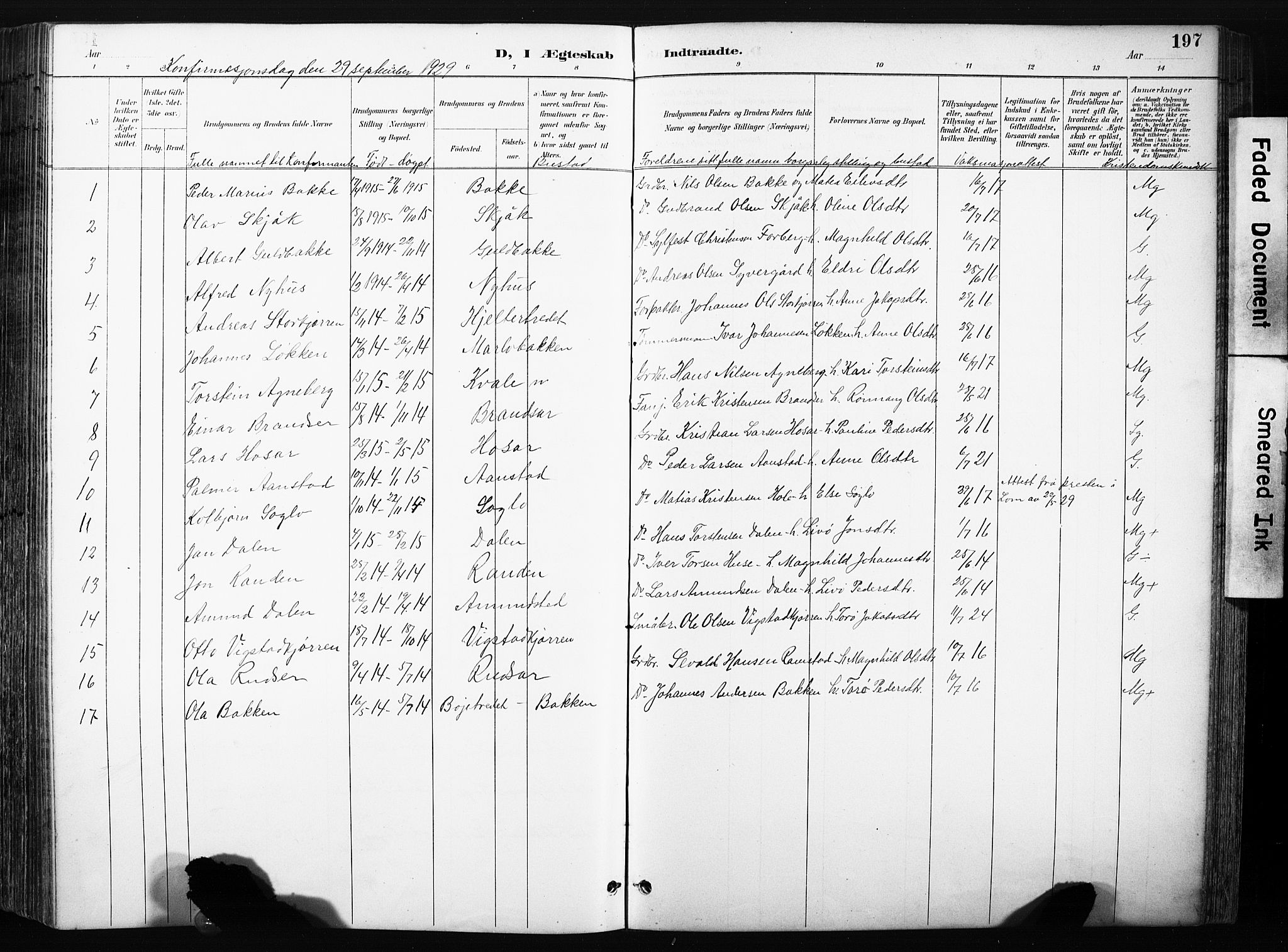 Skjåk prestekontor, AV/SAH-PREST-072/H/Ha/Hab/L0003: Klokkerbok nr. 3, 1893-1932, s. 197