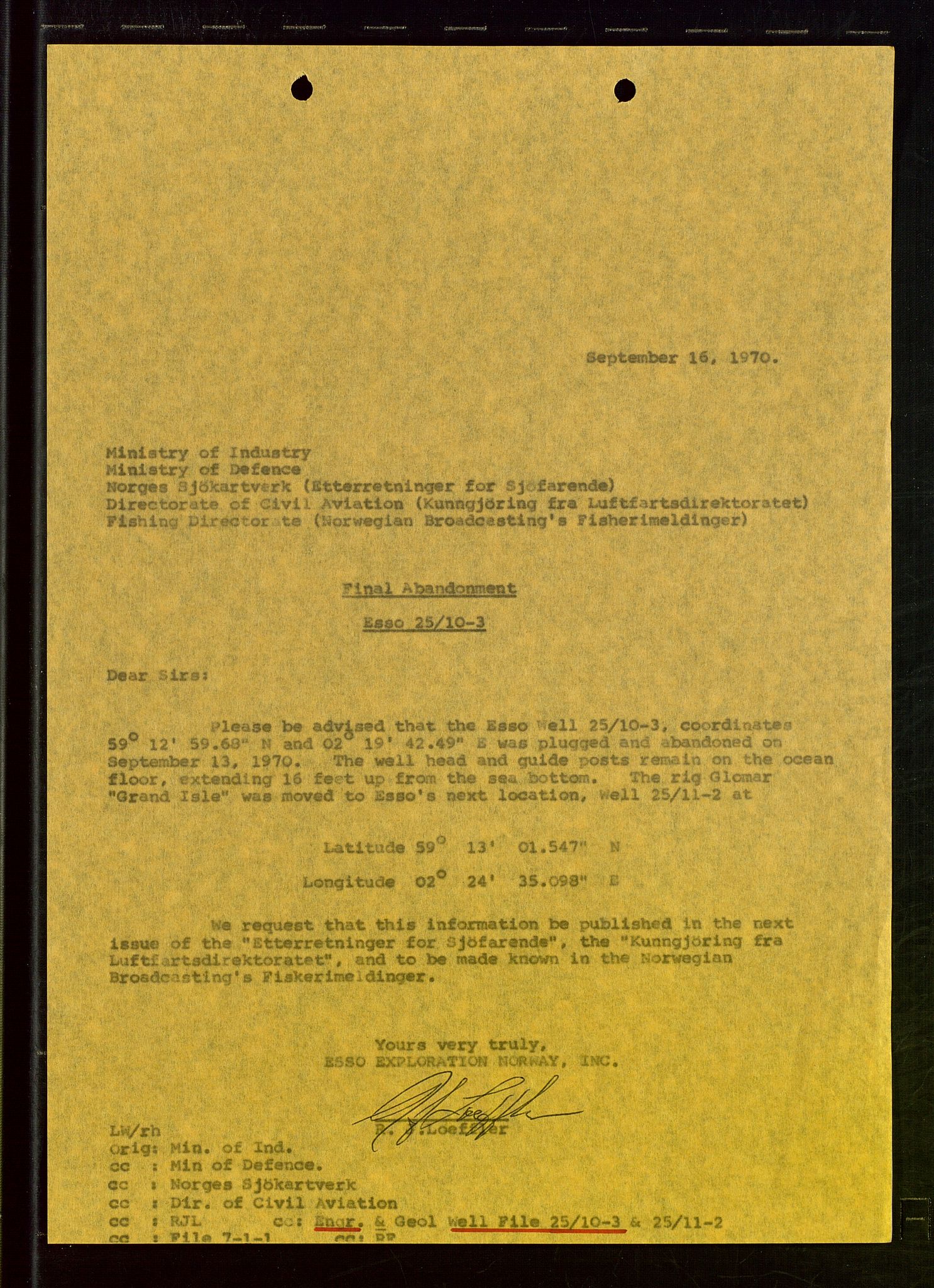 Pa 1512 - Esso Exploration and Production Norway Inc., AV/SAST-A-101917/E/Ea/L0013: Well 25/10-3 og Well 8/3-1, 1966-1975, s. 761