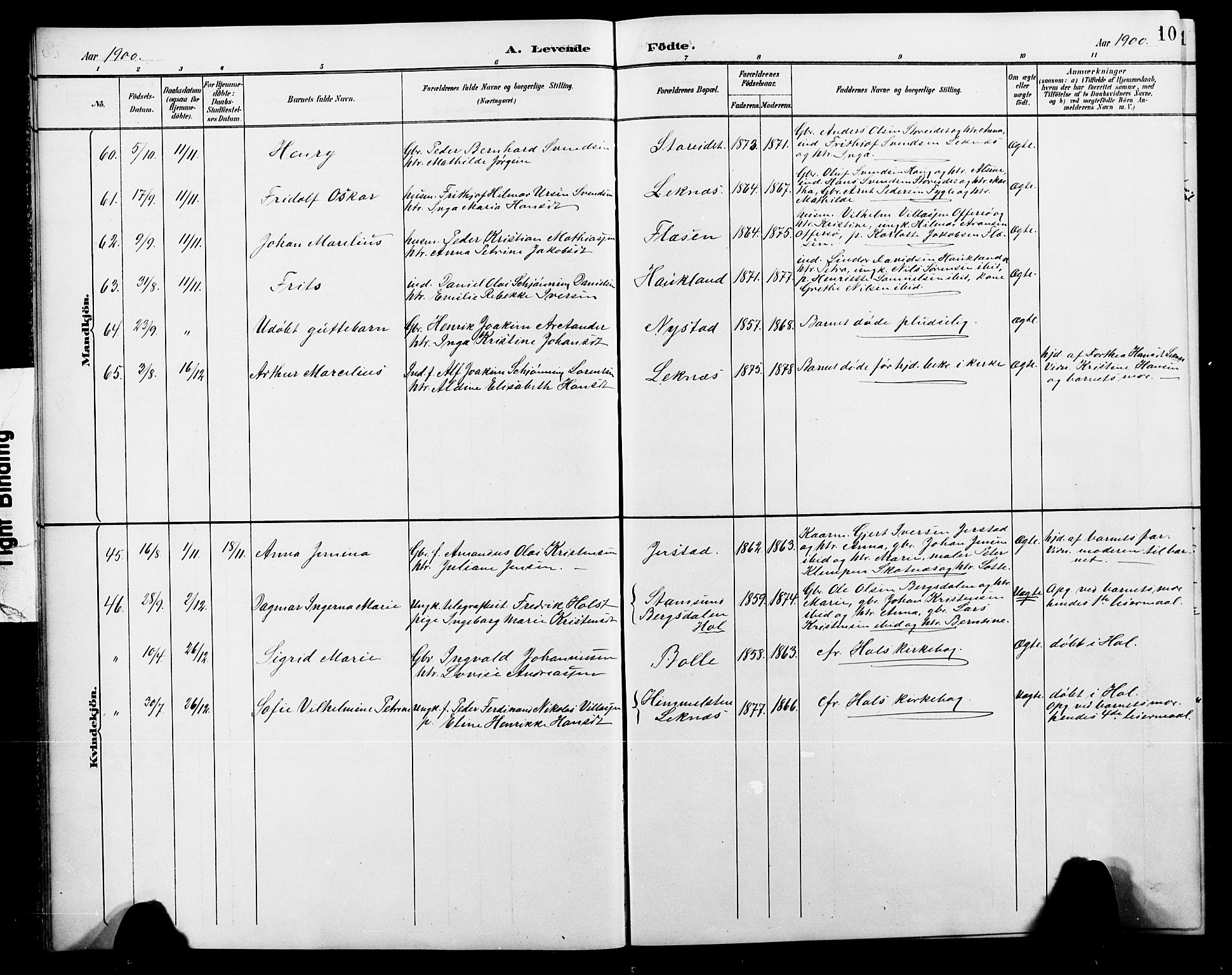 Ministerialprotokoller, klokkerbøker og fødselsregistre - Nordland, AV/SAT-A-1459/881/L1168: Klokkerbok nr. 881C05, 1900-1911, s. 10