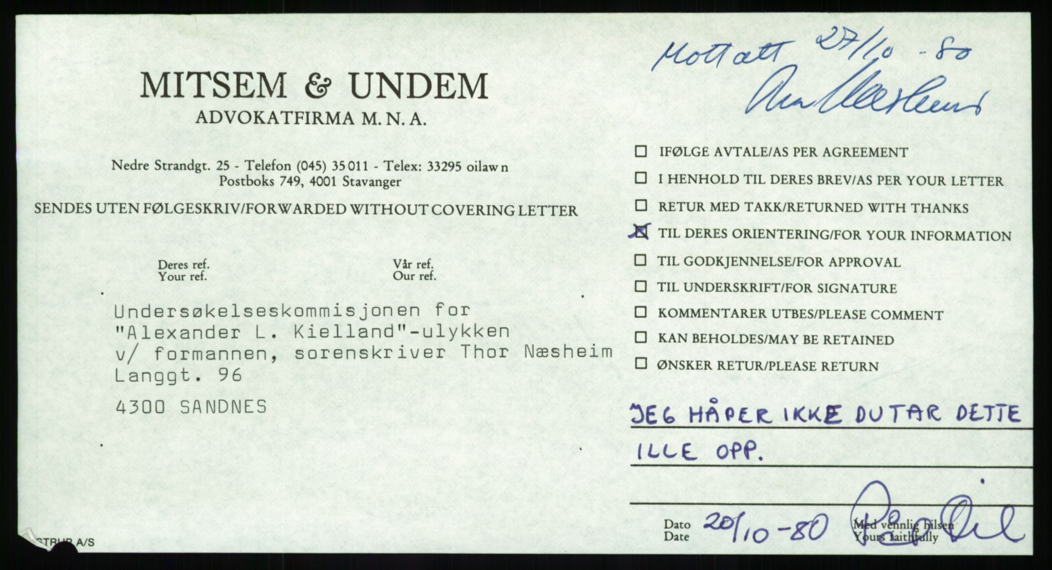 Justisdepartementet, Granskningskommisjonen ved Alexander Kielland-ulykken 27.3.1980, AV/RA-S-1165/D/L0003: 0001 NOU 1981:11 Alexander Kielland ulykken/0002 Korrespondanse/0003: Alexander L. Kielland: Operating manual, 1980-1981, s. 408