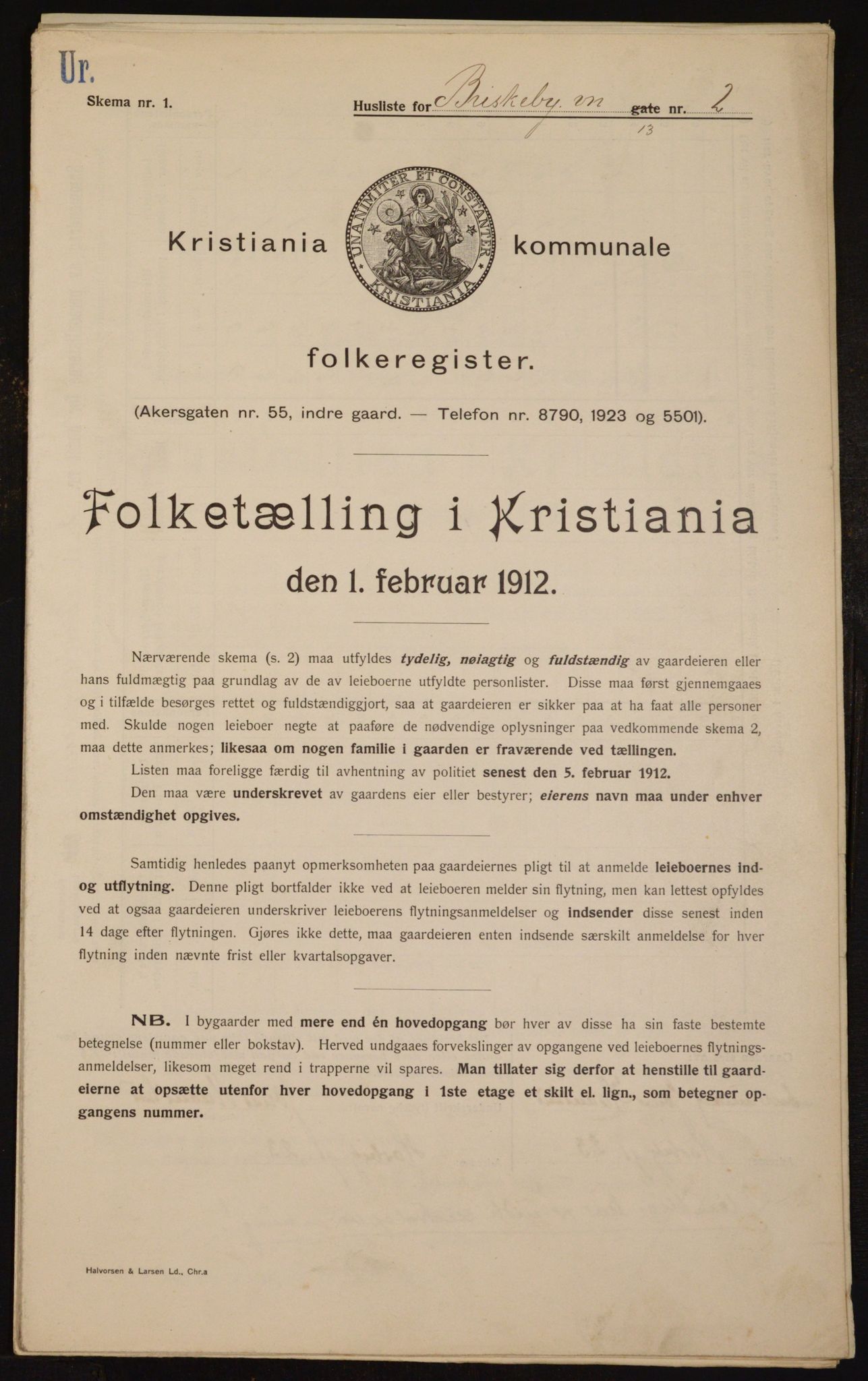 OBA, Kommunal folketelling 1.2.1912 for Kristiania, 1912, s. 9016