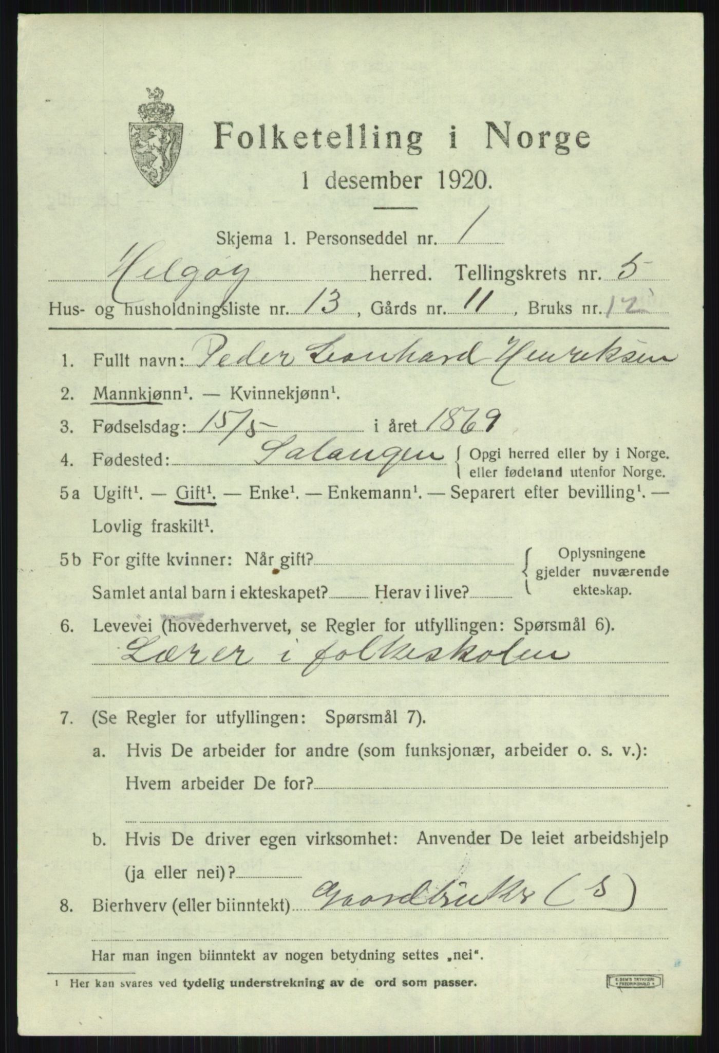 SATØ, Folketelling 1920 for 1935 Helgøy herred, 1920, s. 2113