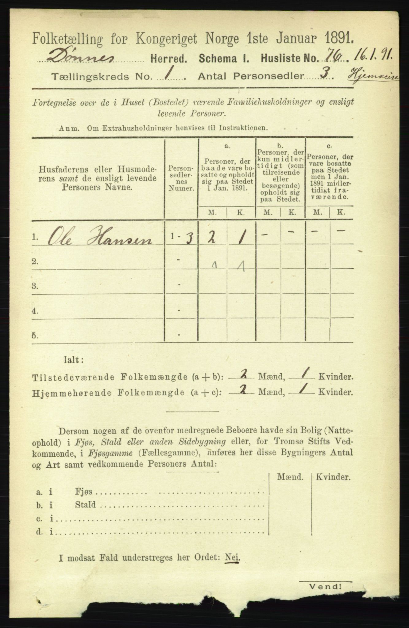 RA, Folketelling 1891 for 1827 Dønnes herred, 1891, s. 89