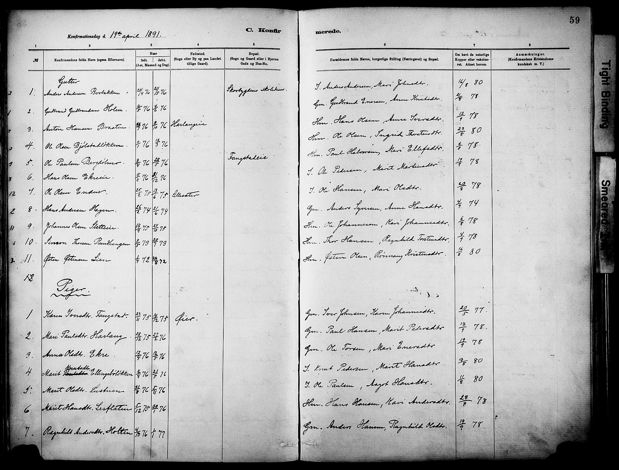 Vågå prestekontor, AV/SAH-PREST-076/H/Ha/Haa/L0010: Ministerialbok nr. 10, 1887-1904, s. 59