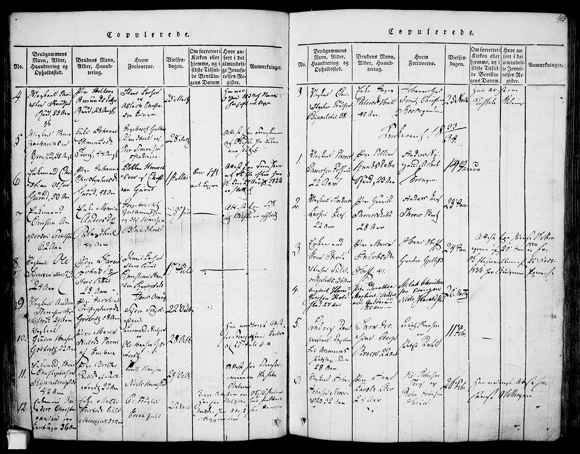 Askim prestekontor Kirkebøker, AV/SAO-A-10900/F/Fa/L0004: Ministerialbok nr. 4, 1817-1846, s. 414-415
