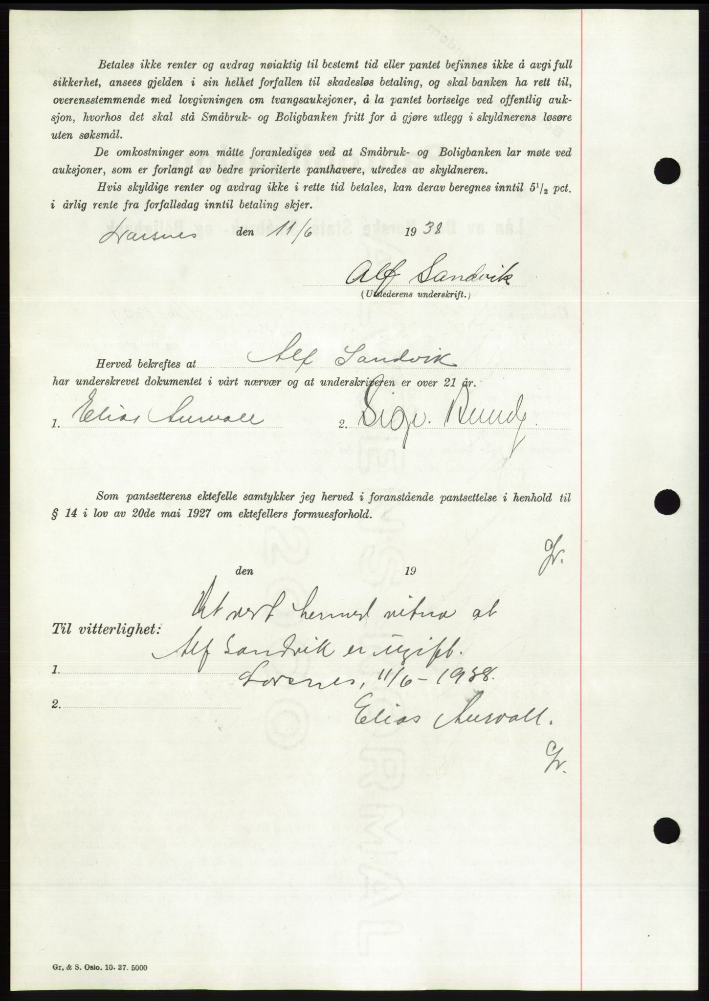 Søre Sunnmøre sorenskriveri, AV/SAT-A-4122/1/2/2C/L0065: Pantebok nr. 59, 1938-1938, Dagboknr: 849/1938